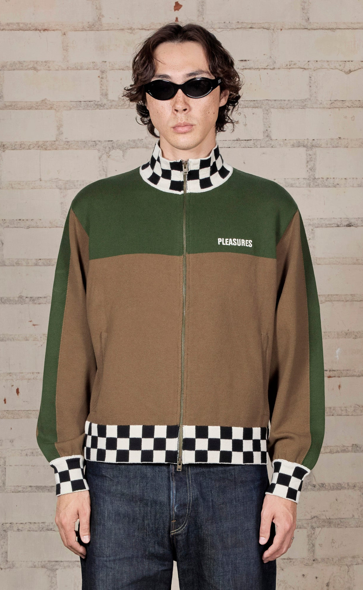 AUTOMATION KNITTED TRACK BROWN JACKET