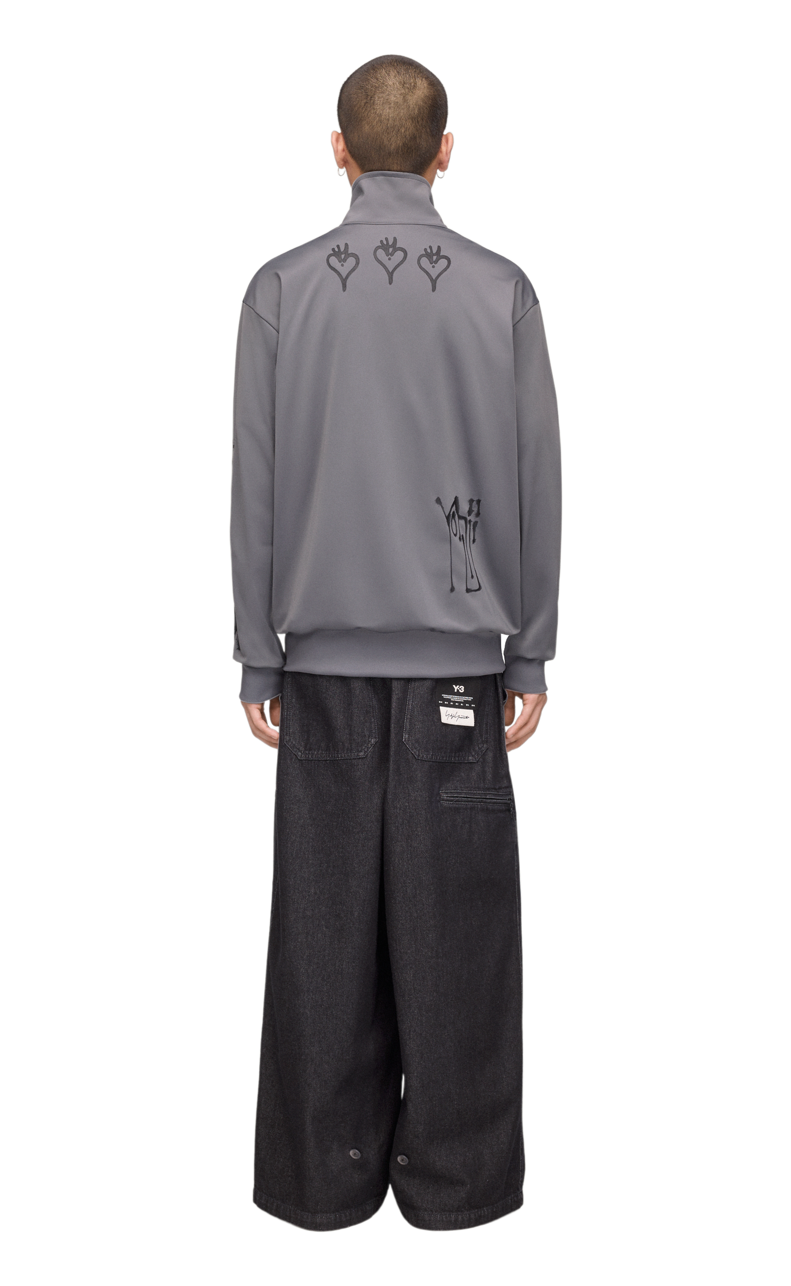 Y-3 CHITO GRAPHIC TRACK TOP GREY HOODIE