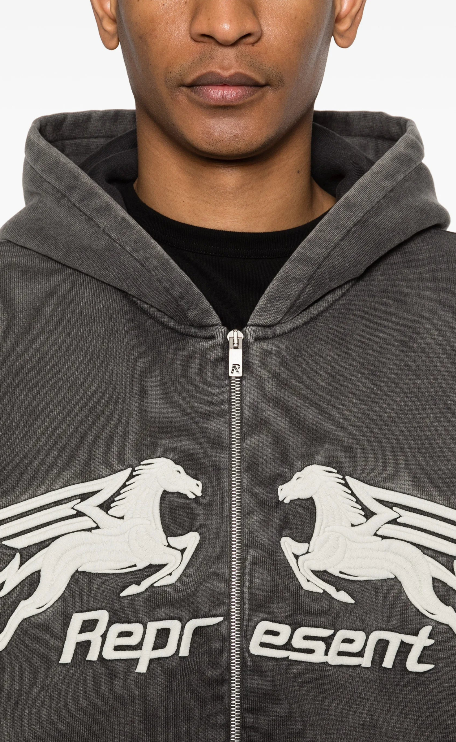 PEGASUS ZIP THROUGH VINTAGE GREY HOODIE