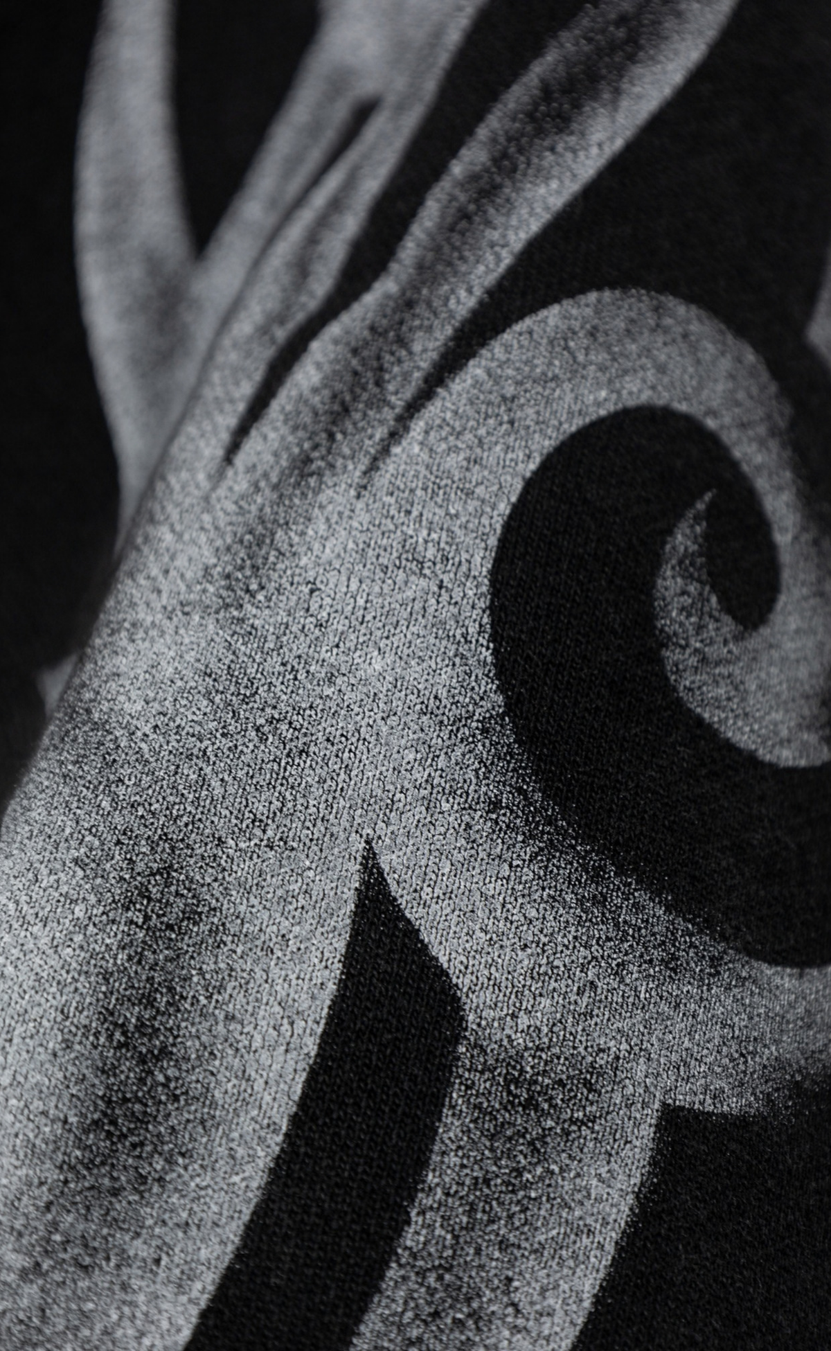 GRAFFITI TRIBAL ZIP WASHED BLACK HOODIE