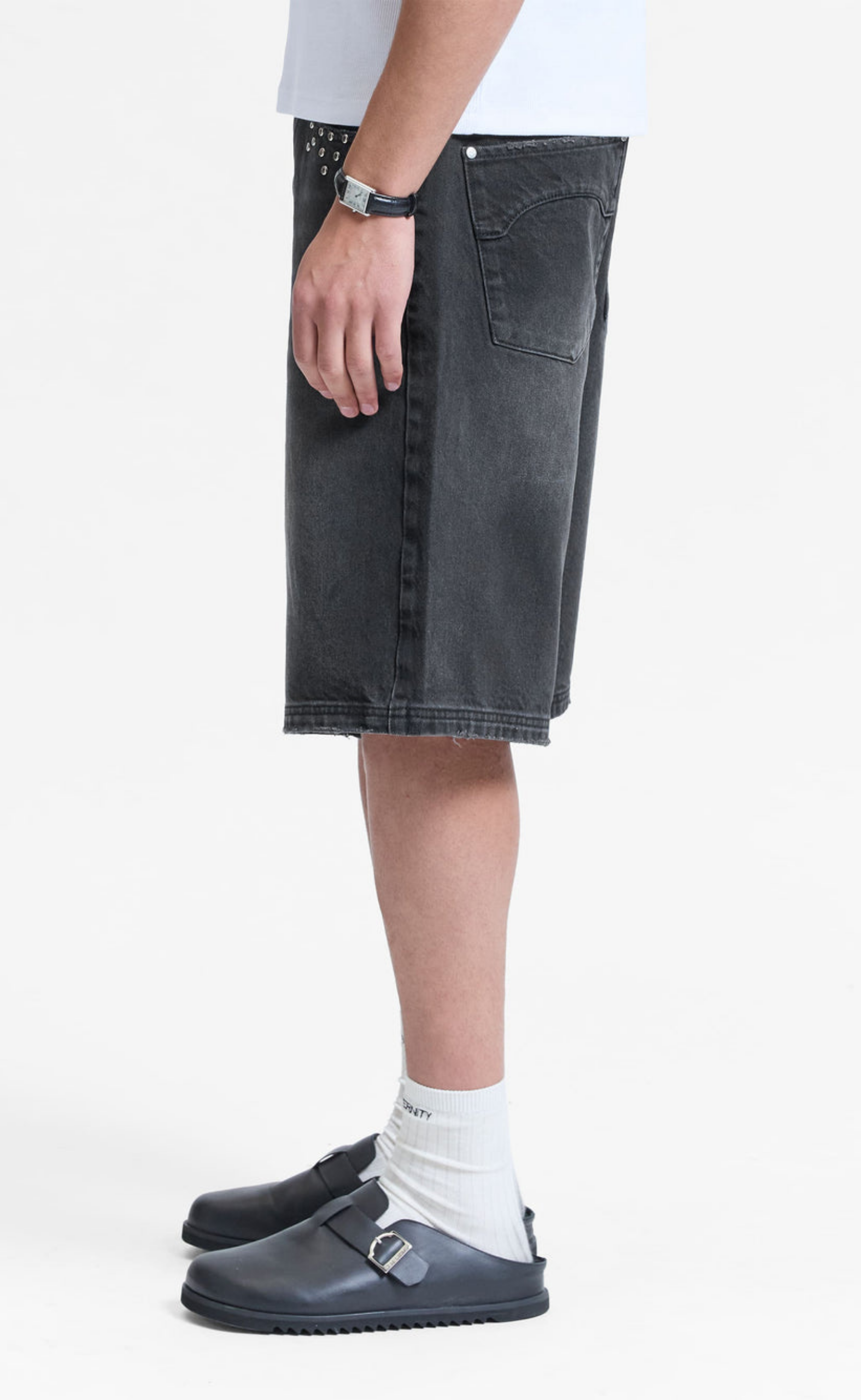 STUDDED BLACK SHORTS