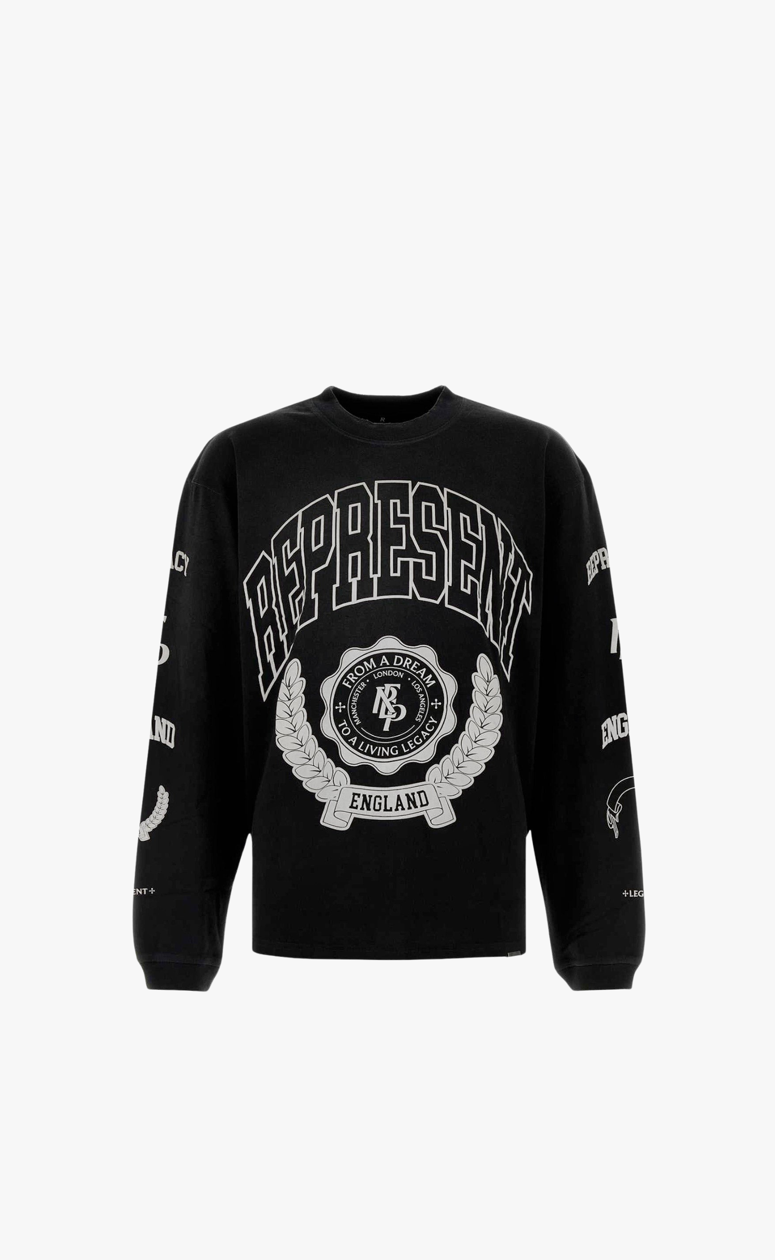 RESPRESENT LEGACY CREST STAINED BLACK LONGSLEEVE