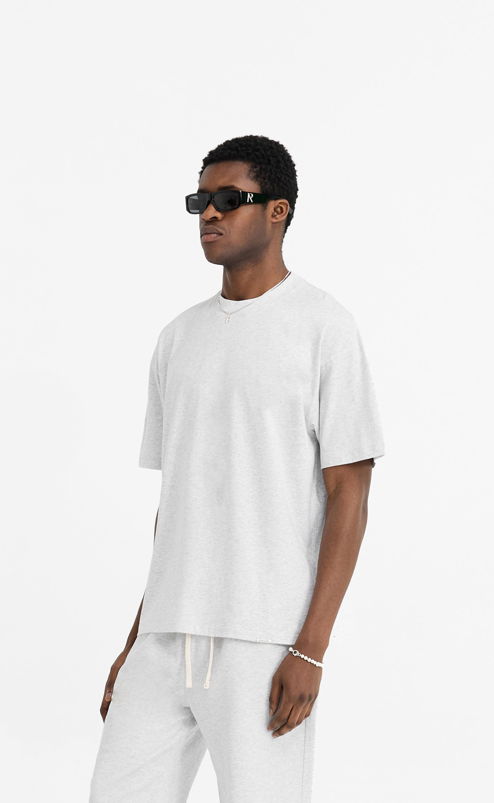 INTIAL OVERSIZED ICE GREY MARL T-SHIRT