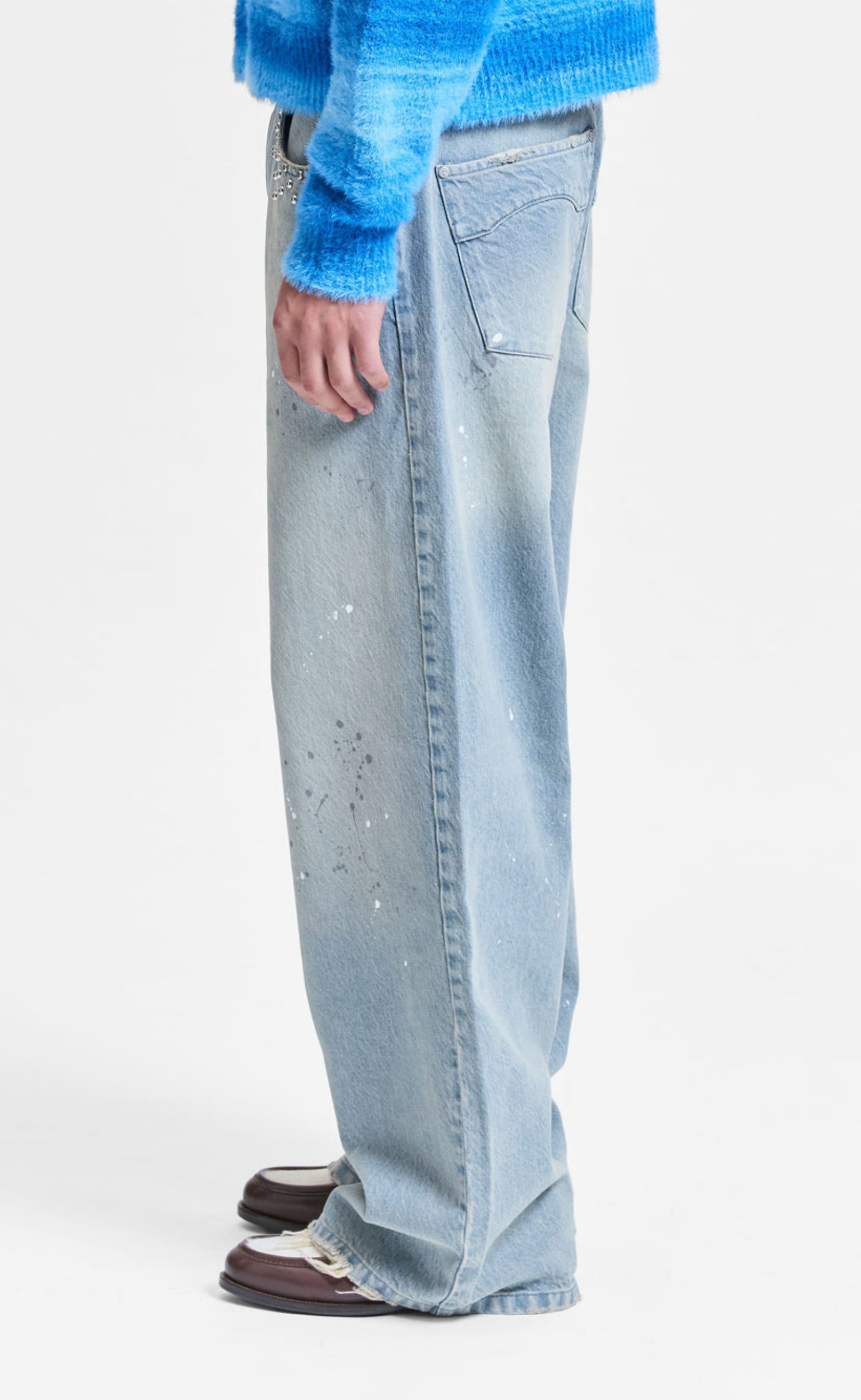 STUDDED DENIM  LIGHT BLUE PANTS