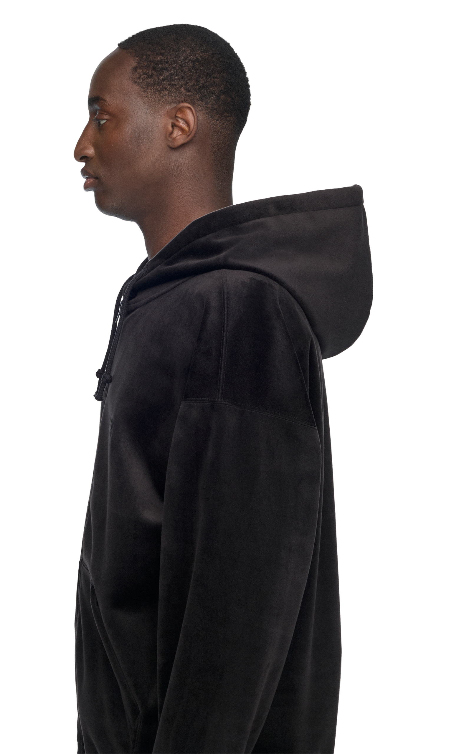 Y-3 VELVET CORDUROY ZIP BLACK HOODIE