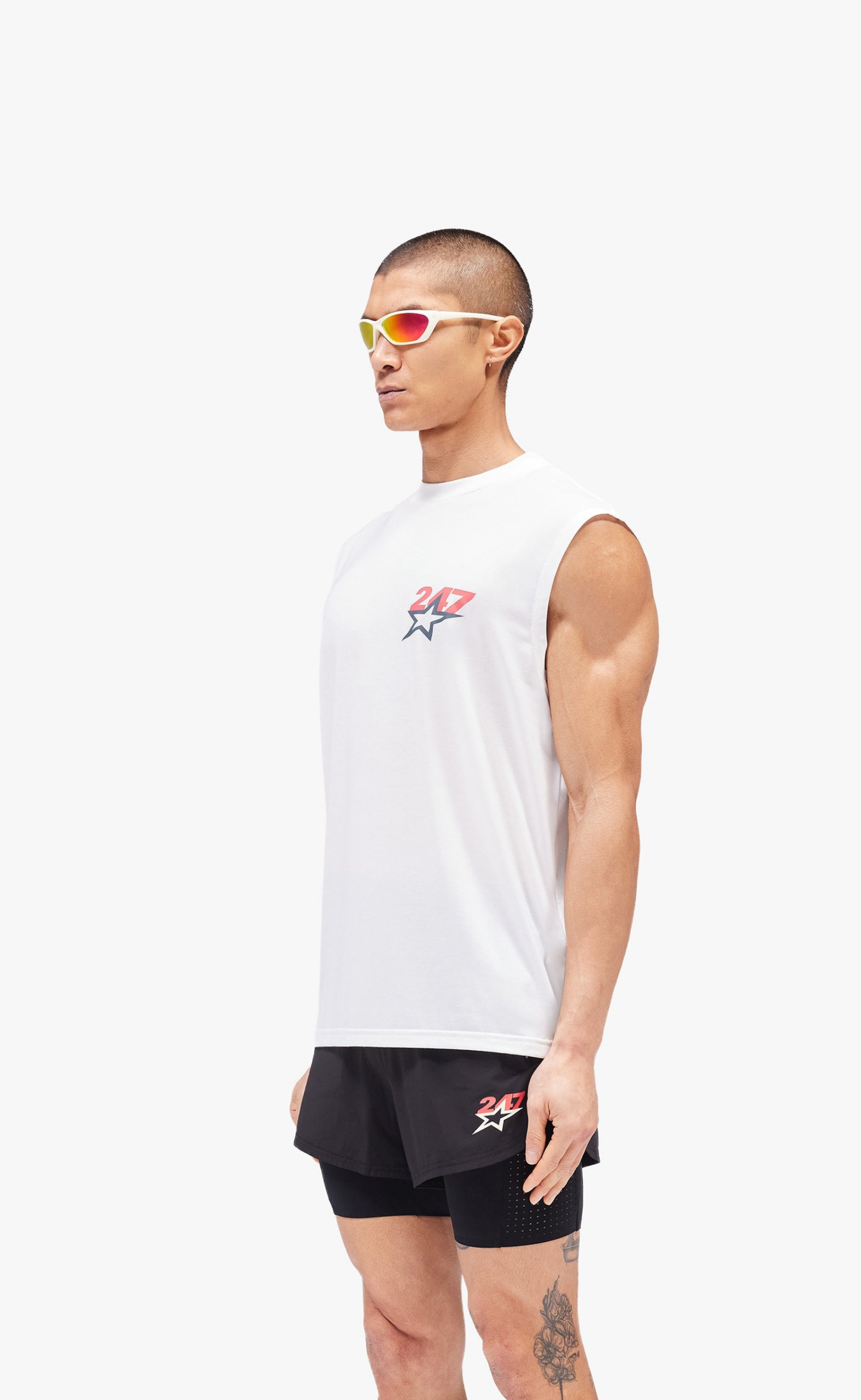 TEAM 247 STAR OS FLAT WHITE TANK TOP