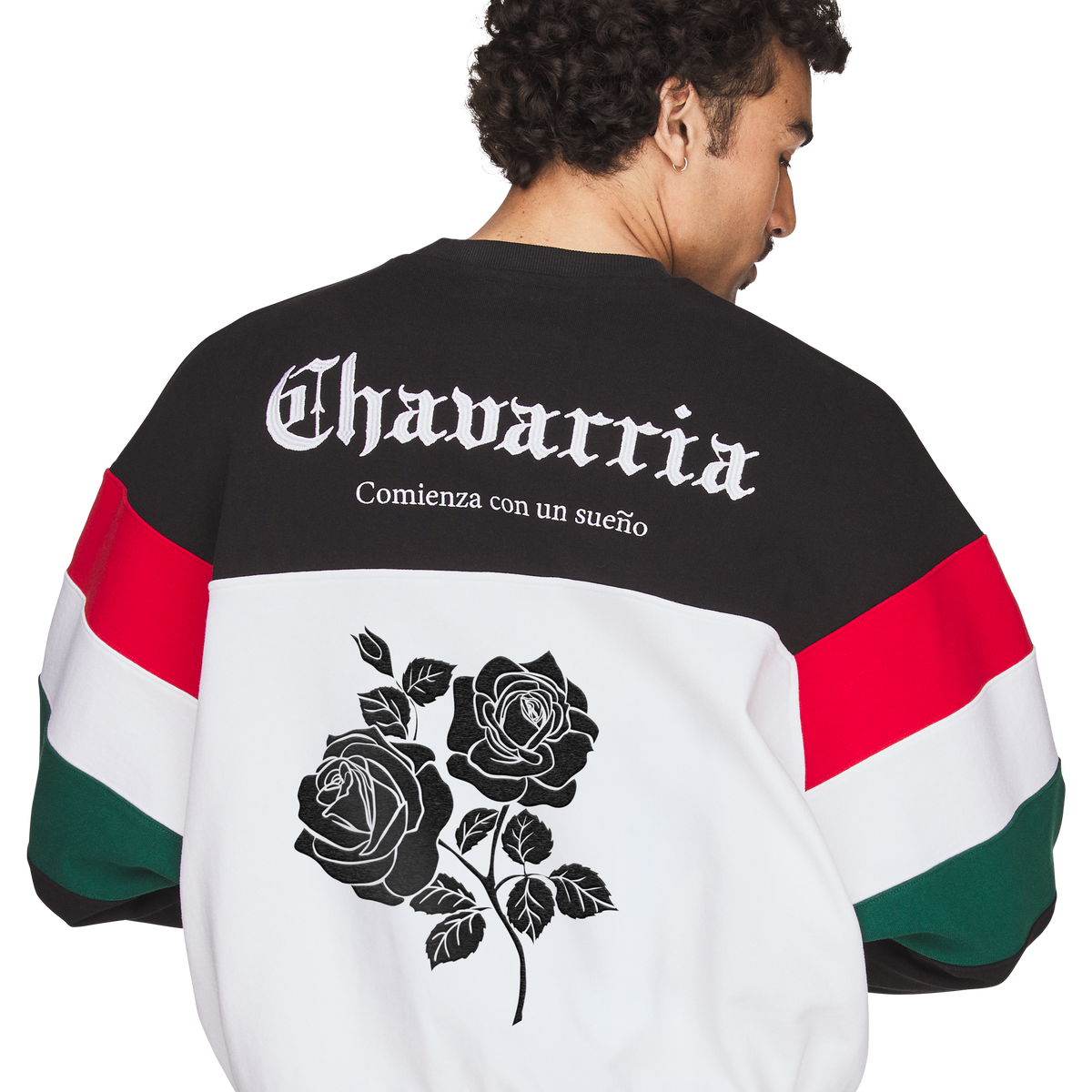 CHAVARRIA FLEECE BLACK WHITE CREWNECK