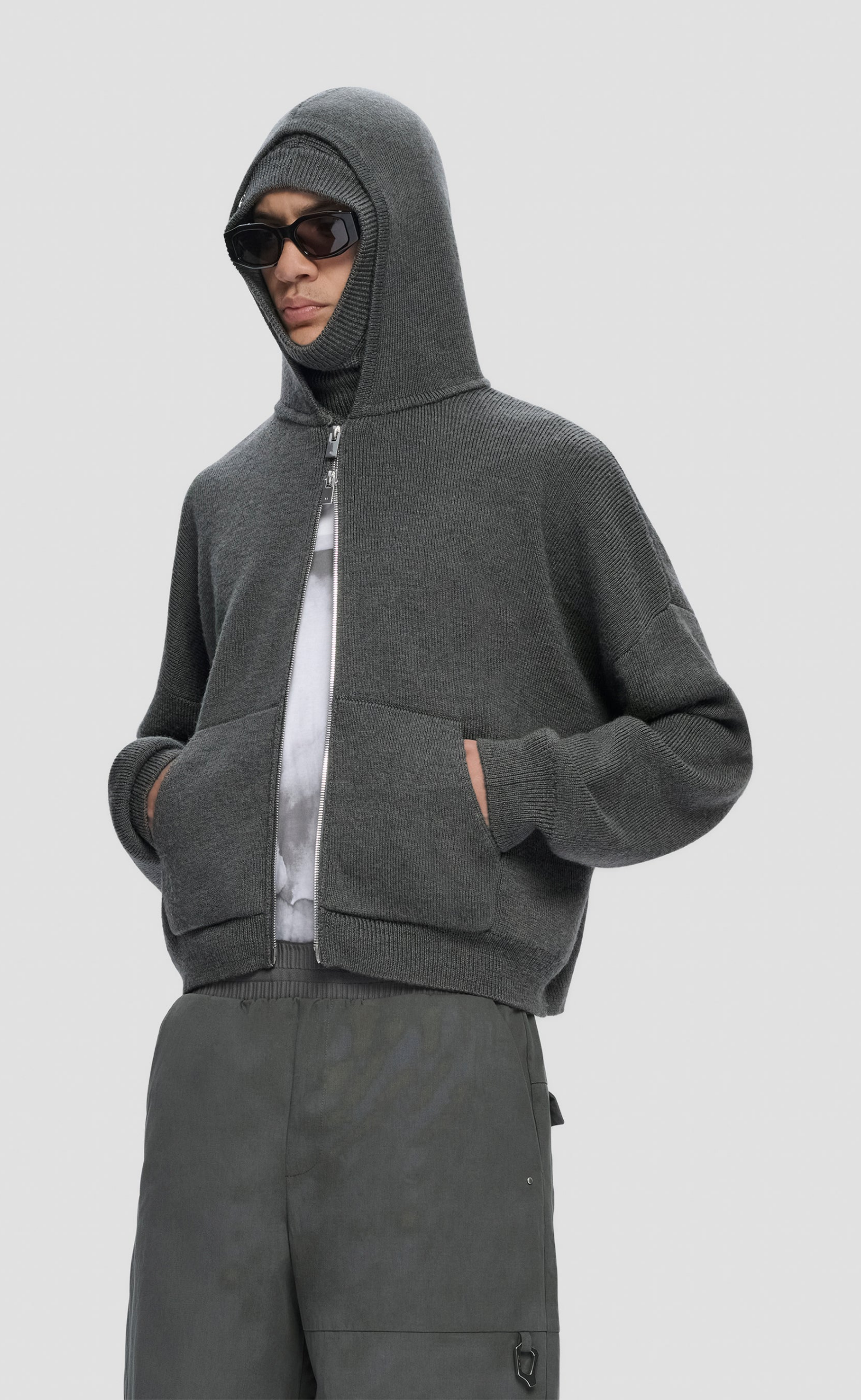 LAMPI KNIT DARK GREY HOODIE