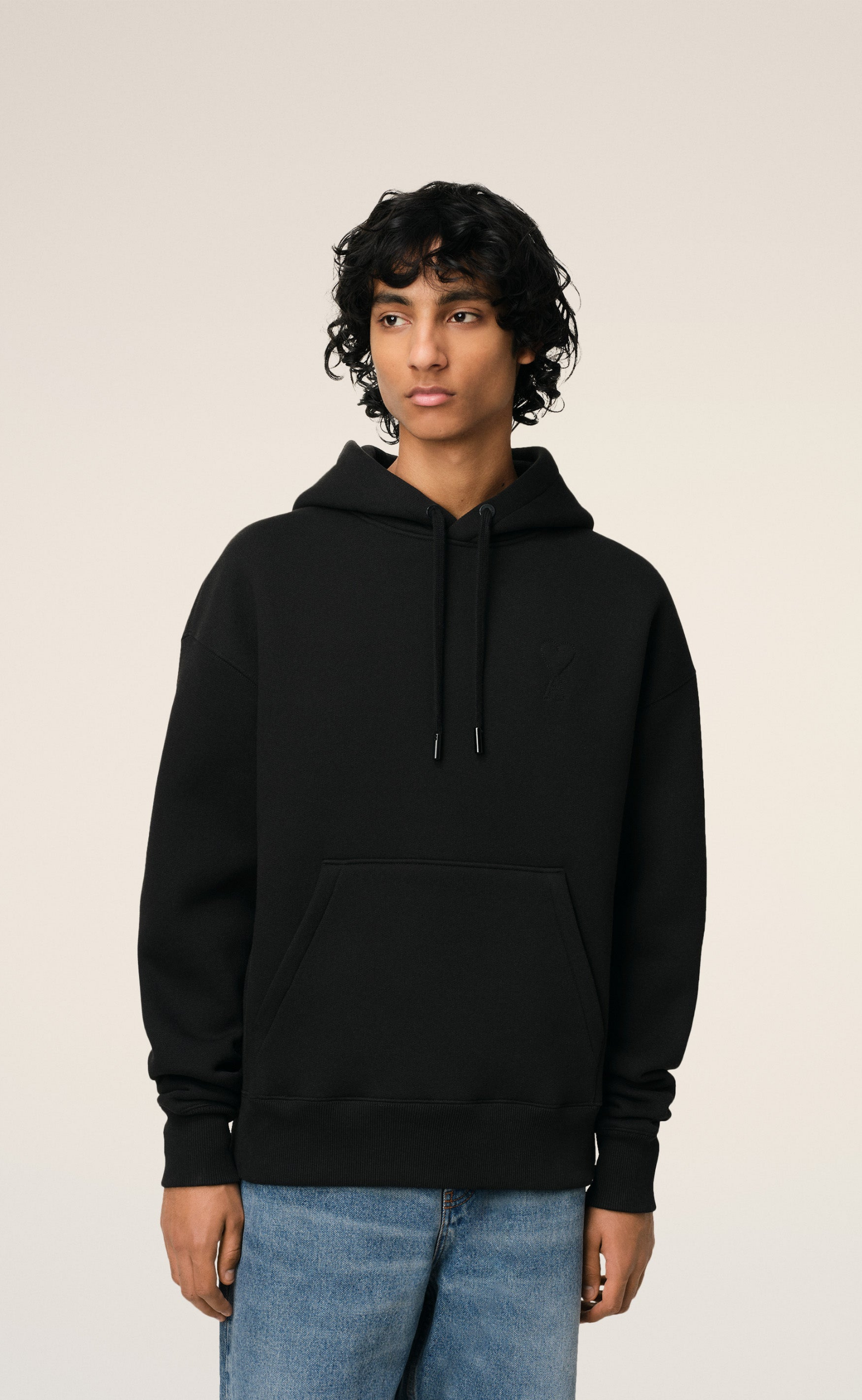 SMALL EMBOSSED AMI DE COEUR BLACK HOODIE