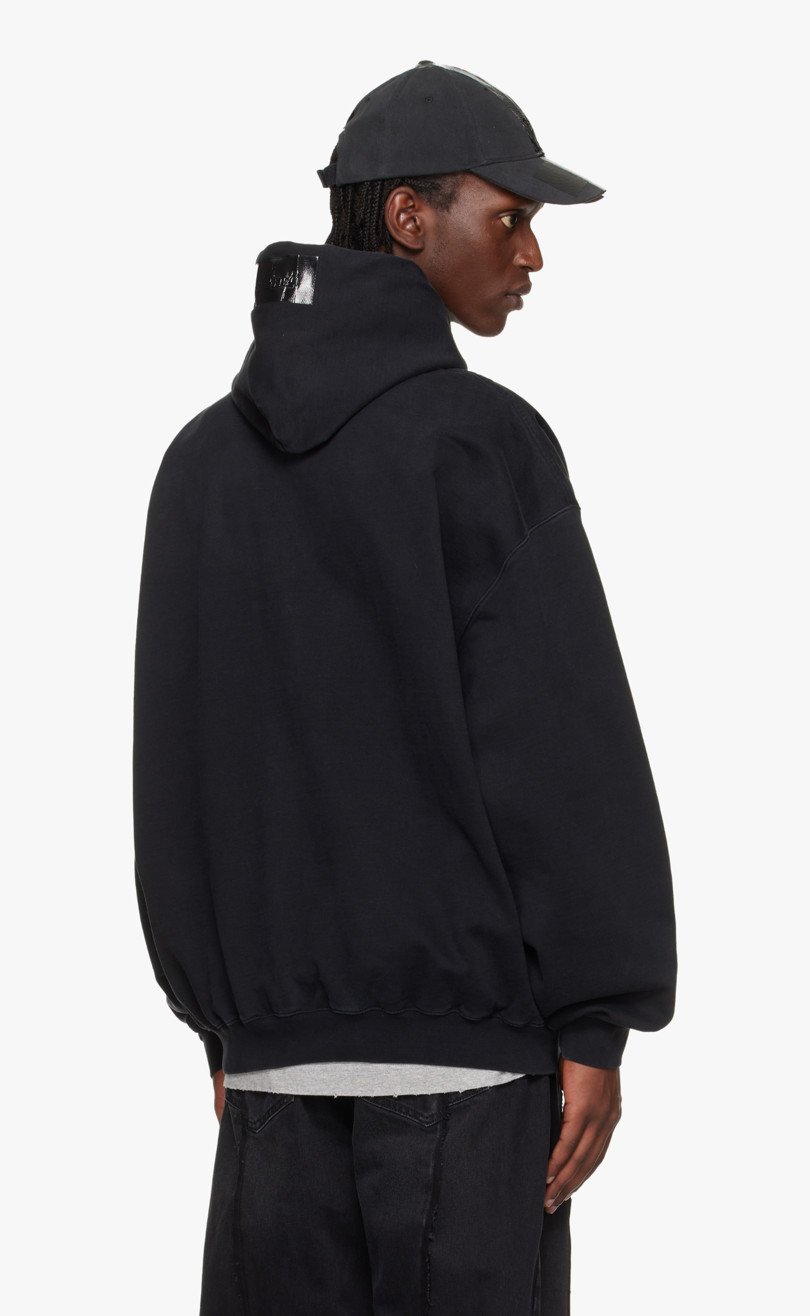 TAPED LOGO BLACK HOODIE