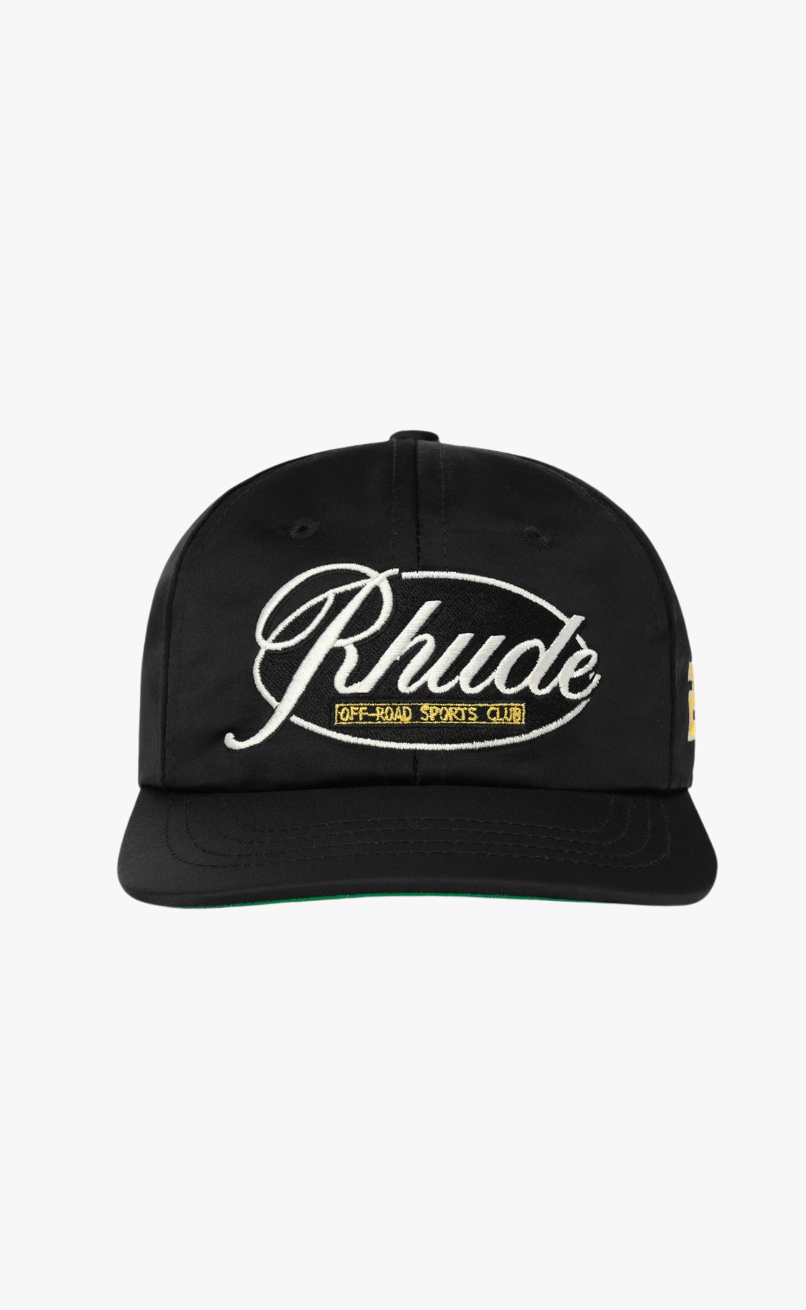 RHUDE SPORTS CLUB CURVED BRIM BLACK HAT