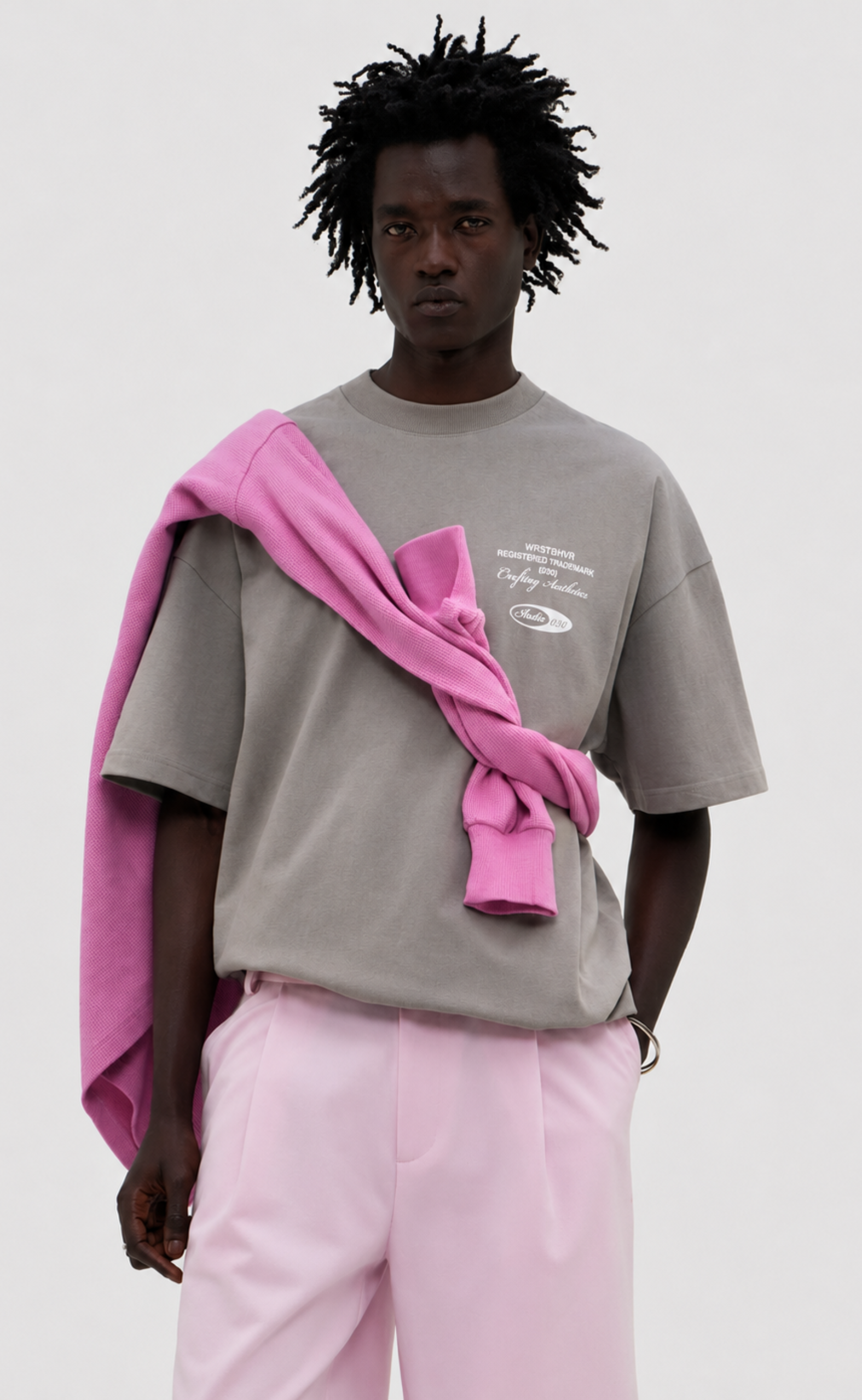 STUDIO V13 GRAY FLANNEL T-SHIRT