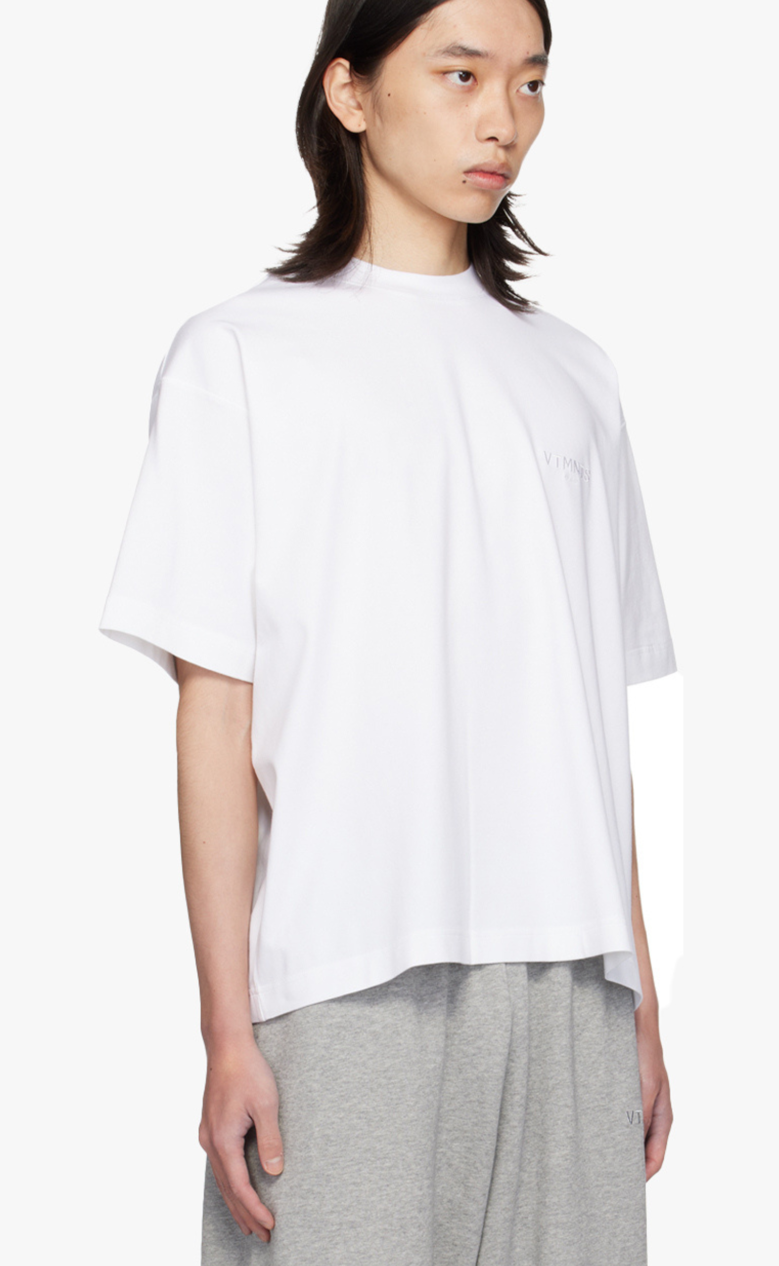 VTMNTS PARIS EMBROIDERED WHITE T-SHIRT