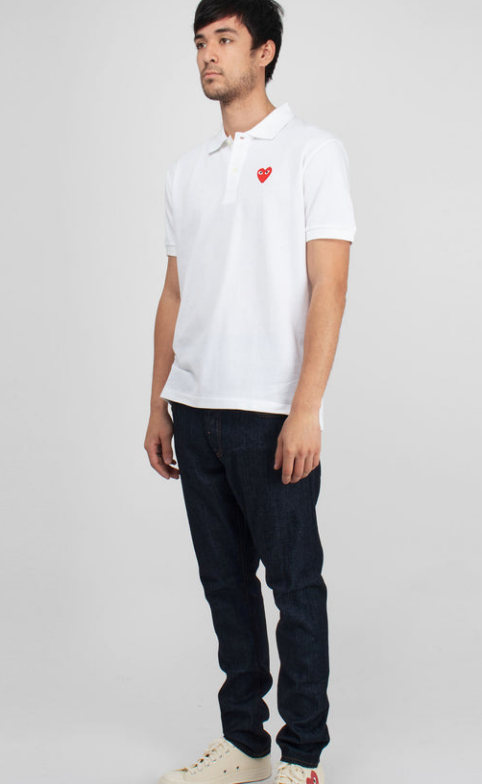 WHITE PLAY MEN POLO T-SHIRT WITH RED HART