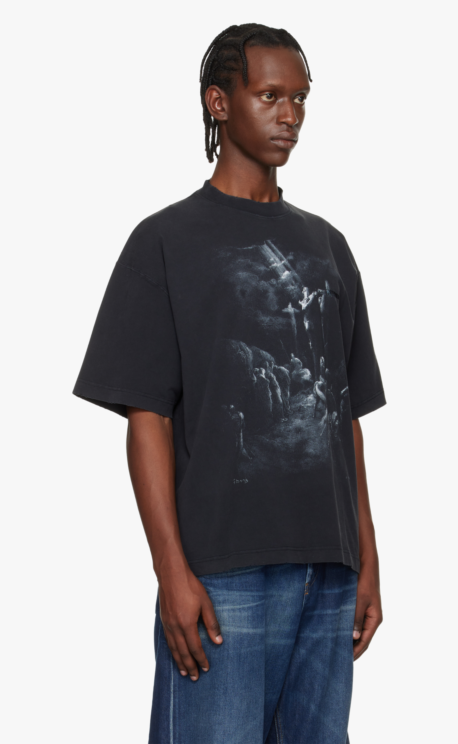 JESUS DISTRESSED BLACK T-SHIRT