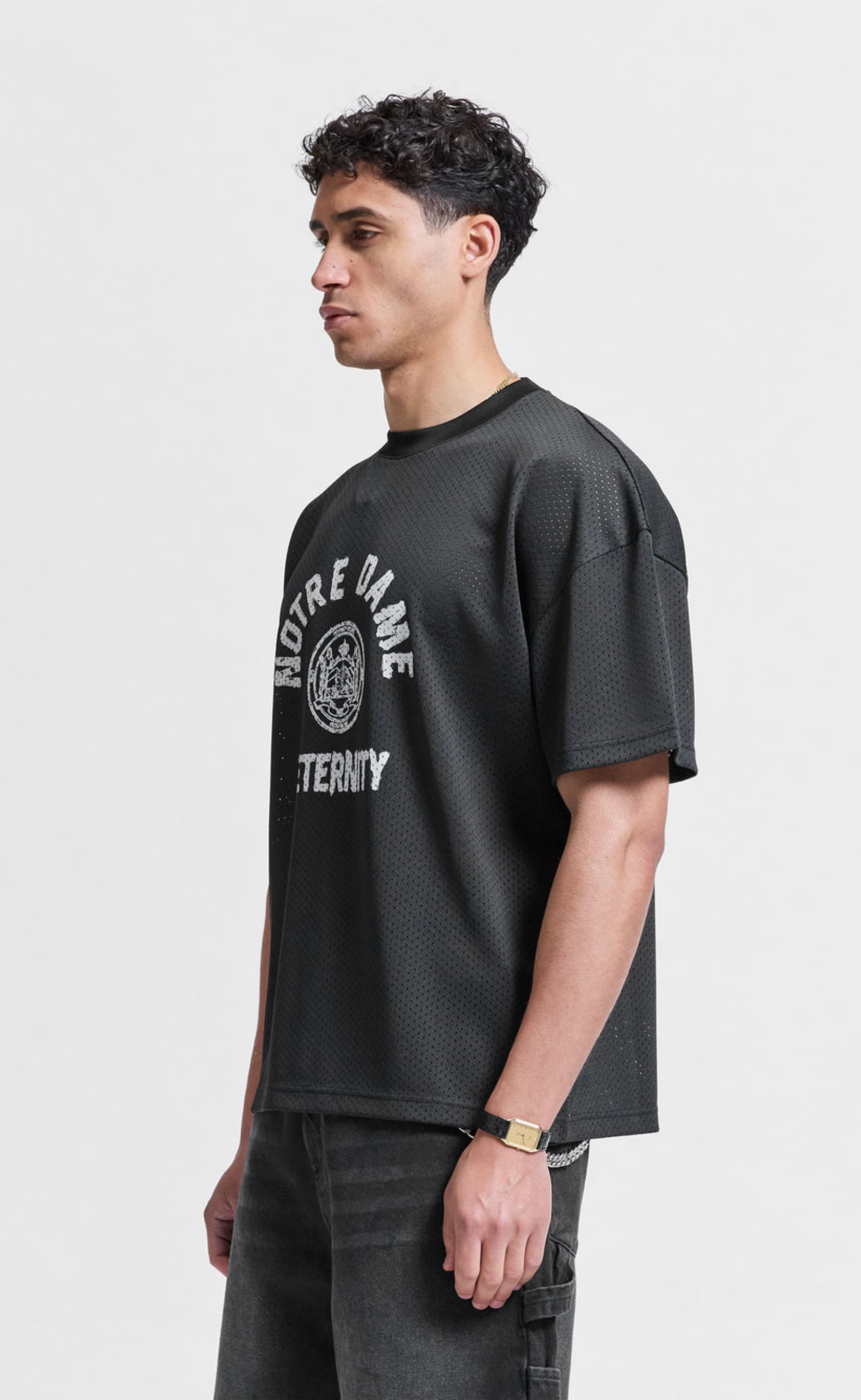 NOTRE DAME MESH BLACK T-SHIRT