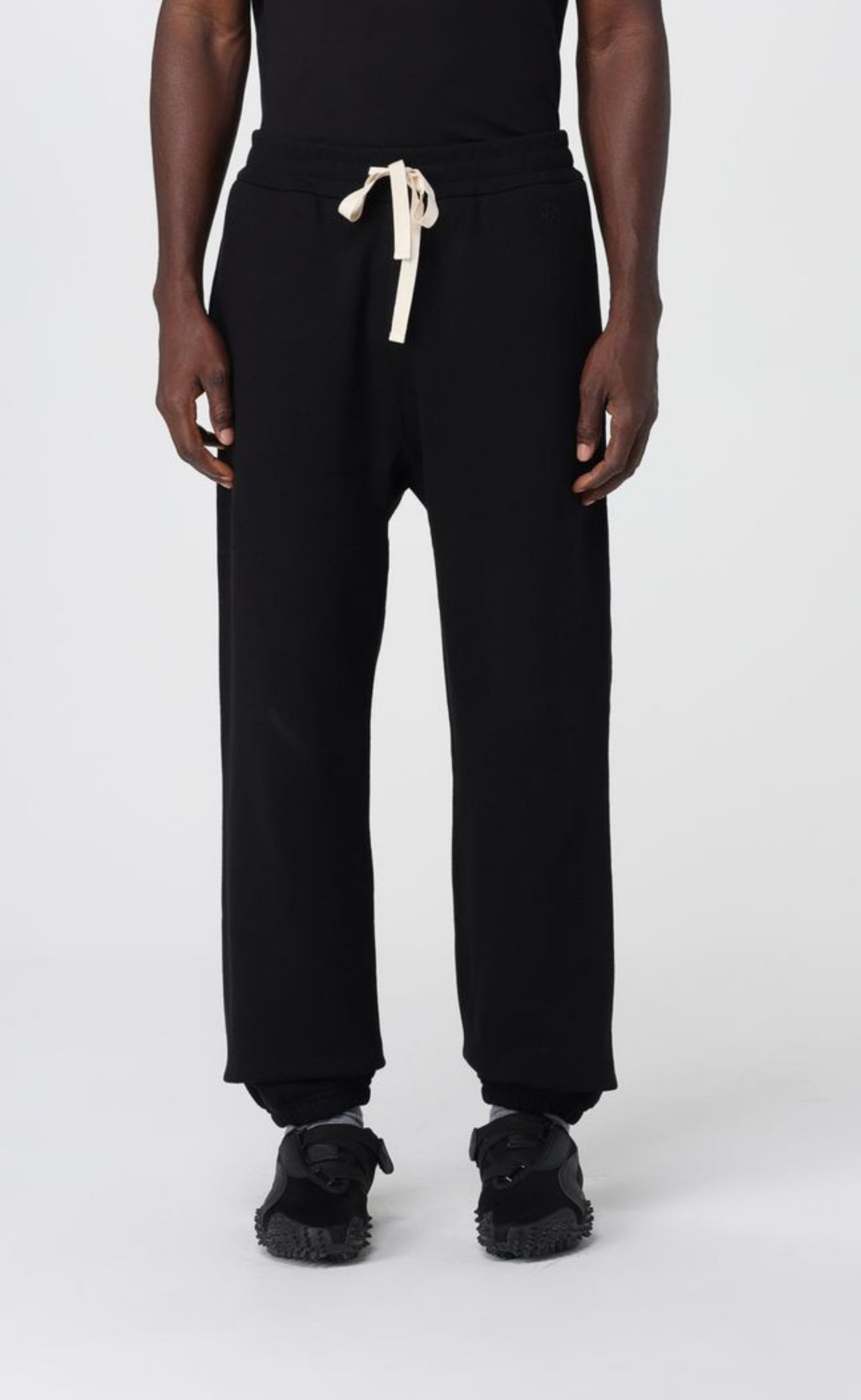 RIBBED WAISTBAND WITH DRAWSTRING BLACK SWEATPANTS