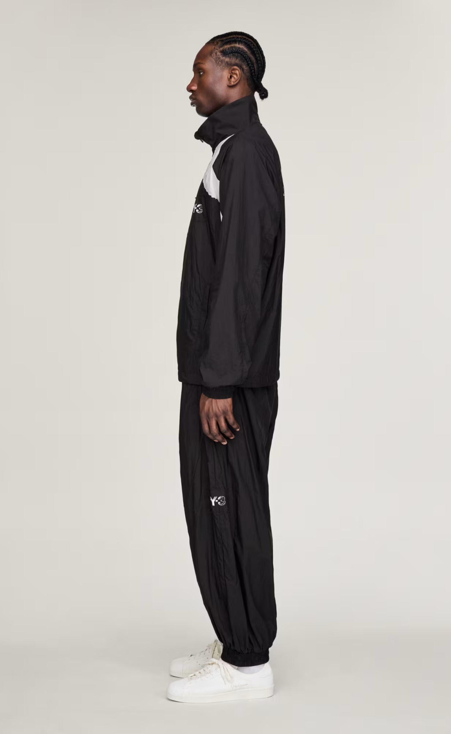 Y-3 RAW EDGE 3 STRIPES NYLON BLACK JACKET