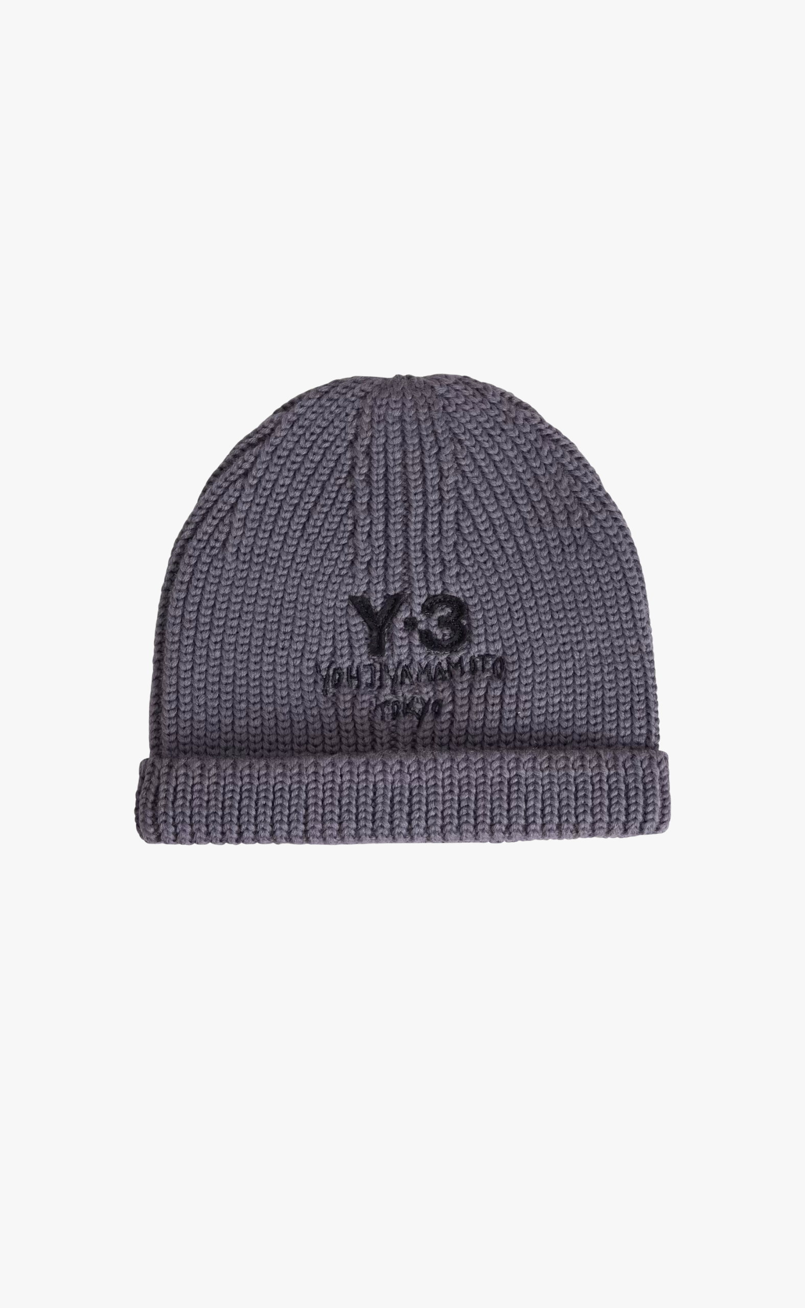 Y-3 CHUNKY KNIT GREY BEANIE