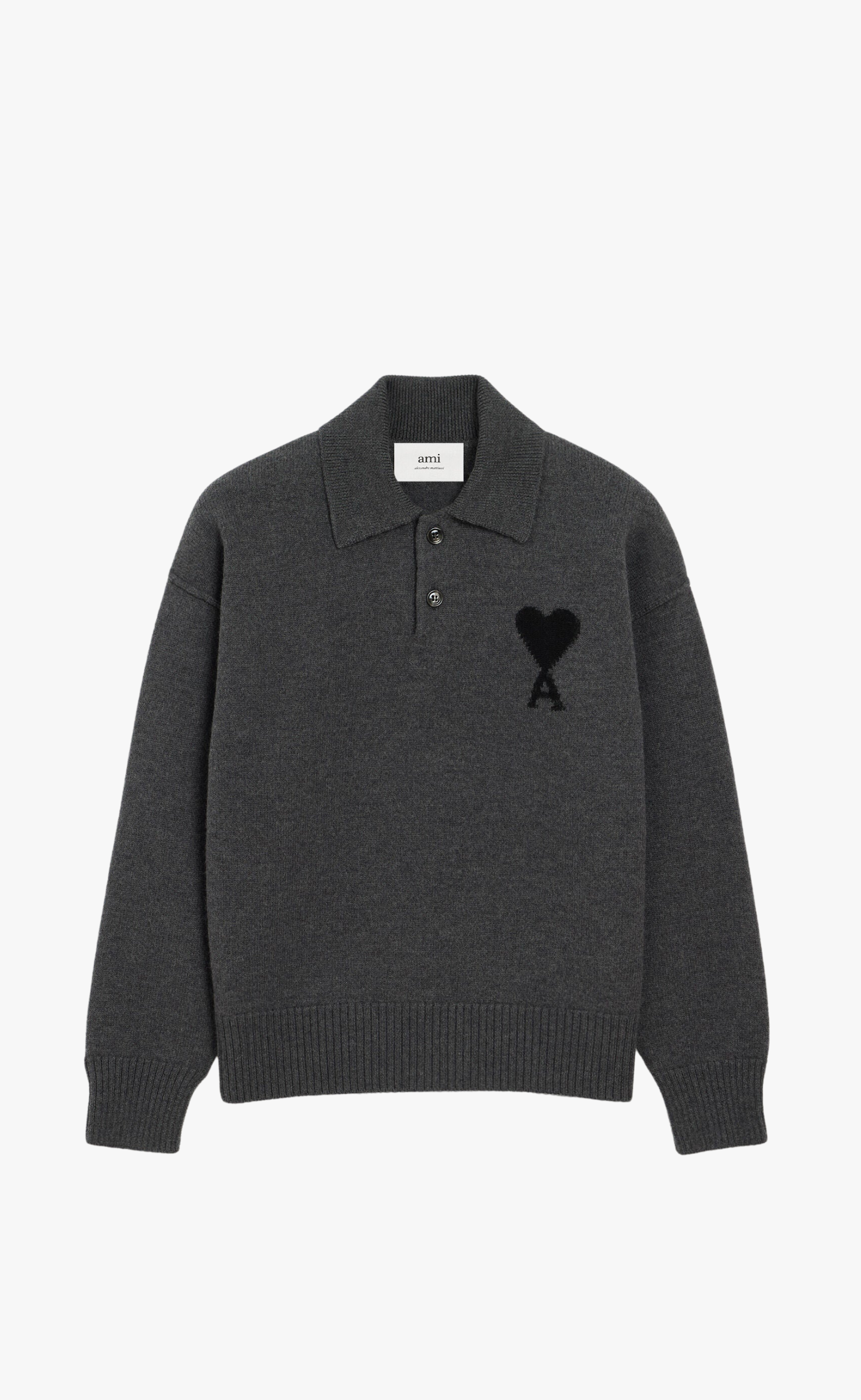 ADC FELTED POLO HEATHER GREY SWEATER