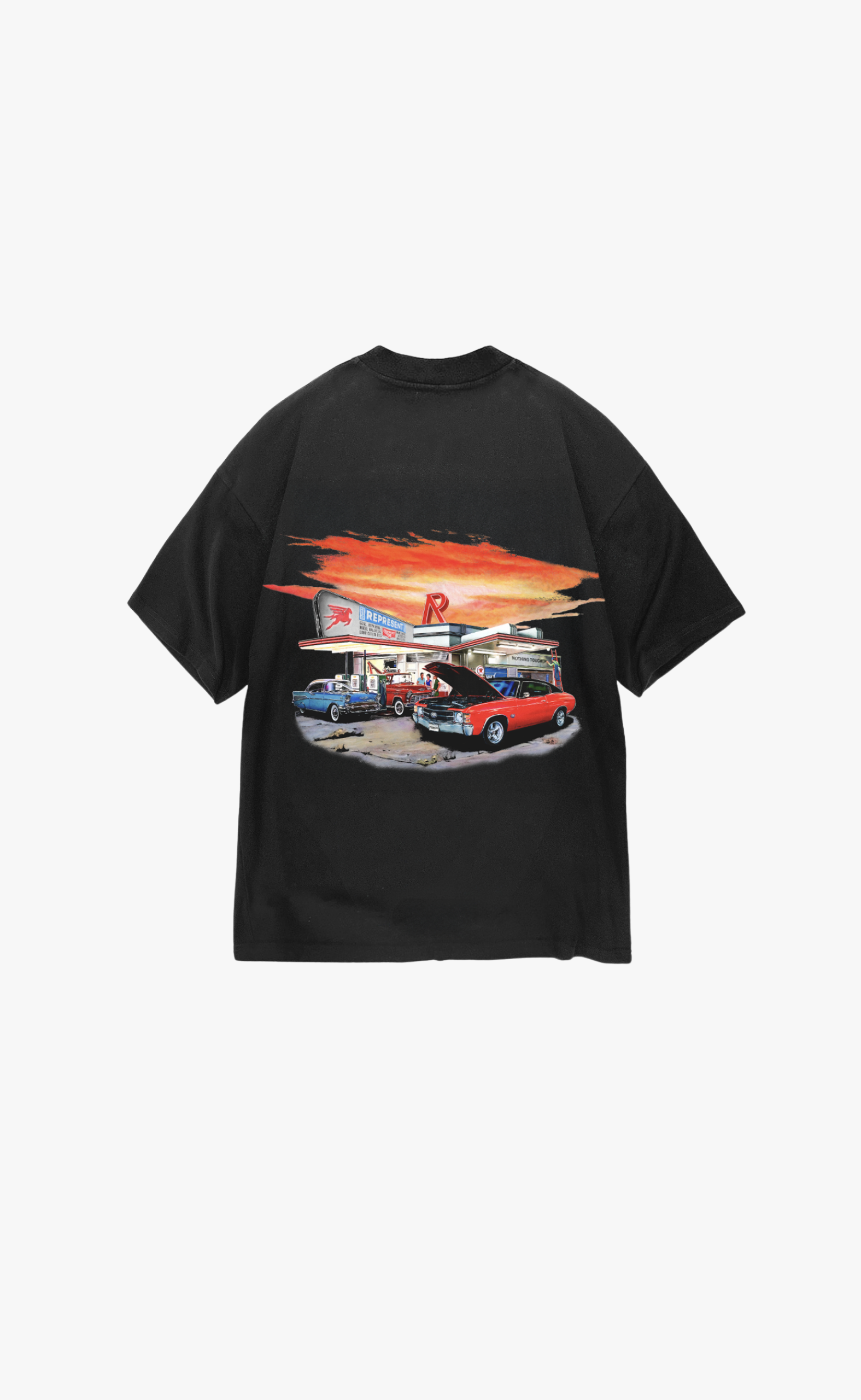 24 HOUR SERVICE STAINED BLACK T-SHIRT