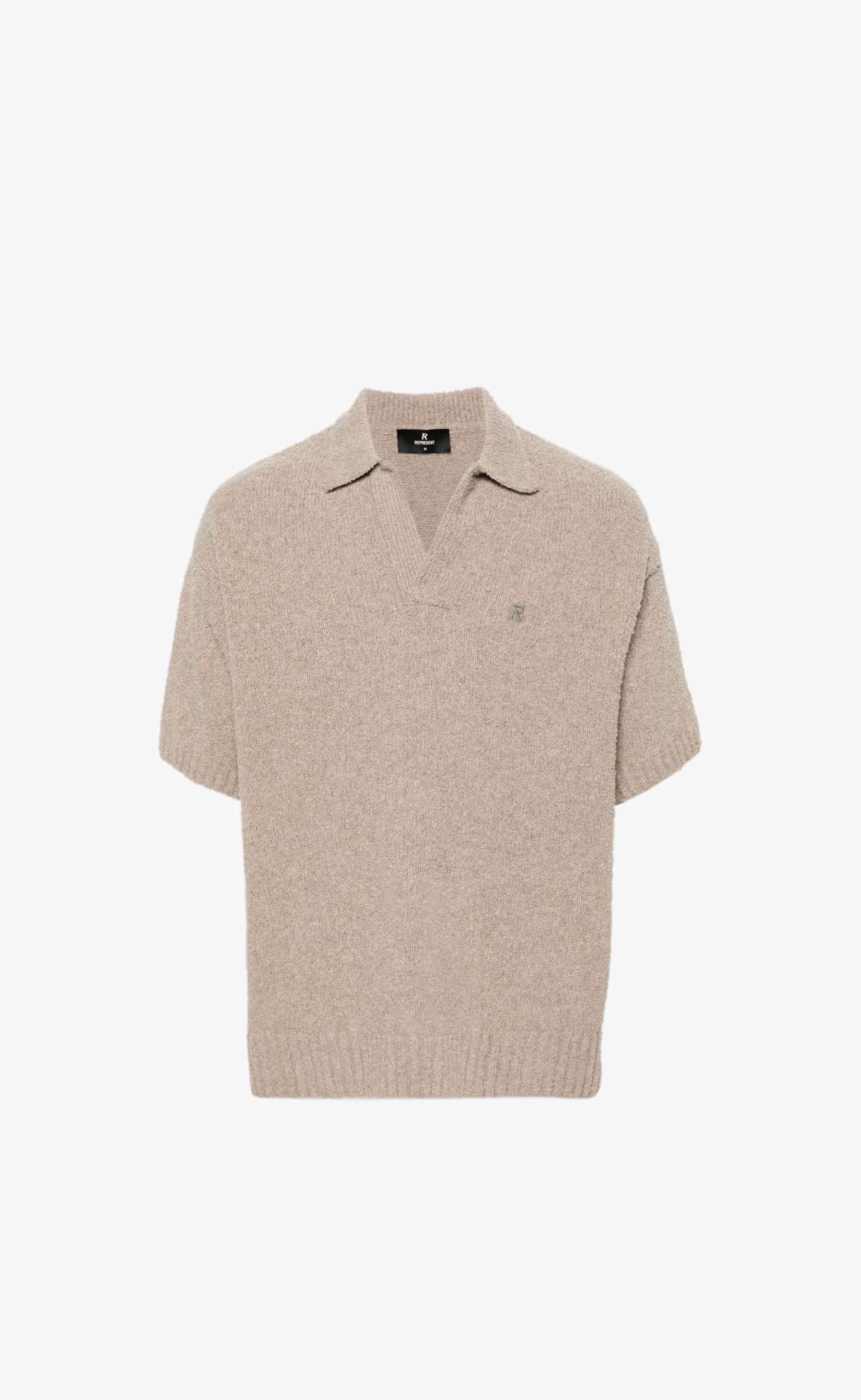 BOUCLE TEXTURED KNIT CASHMERE POLO T-SHIRT