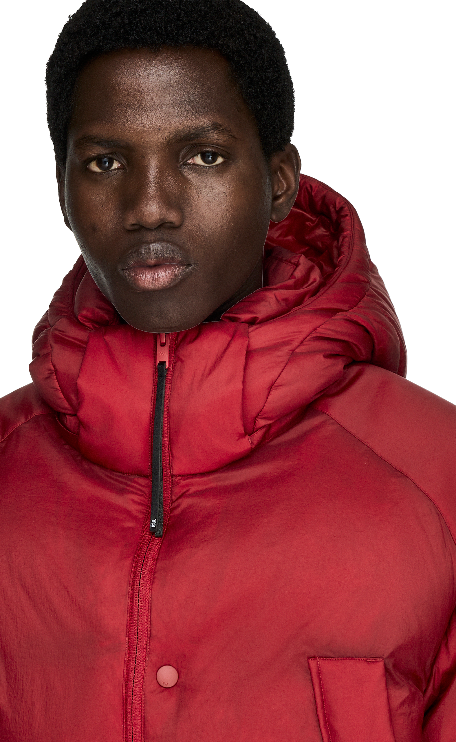 Y-3 HOODED PUFFER RED JACKET