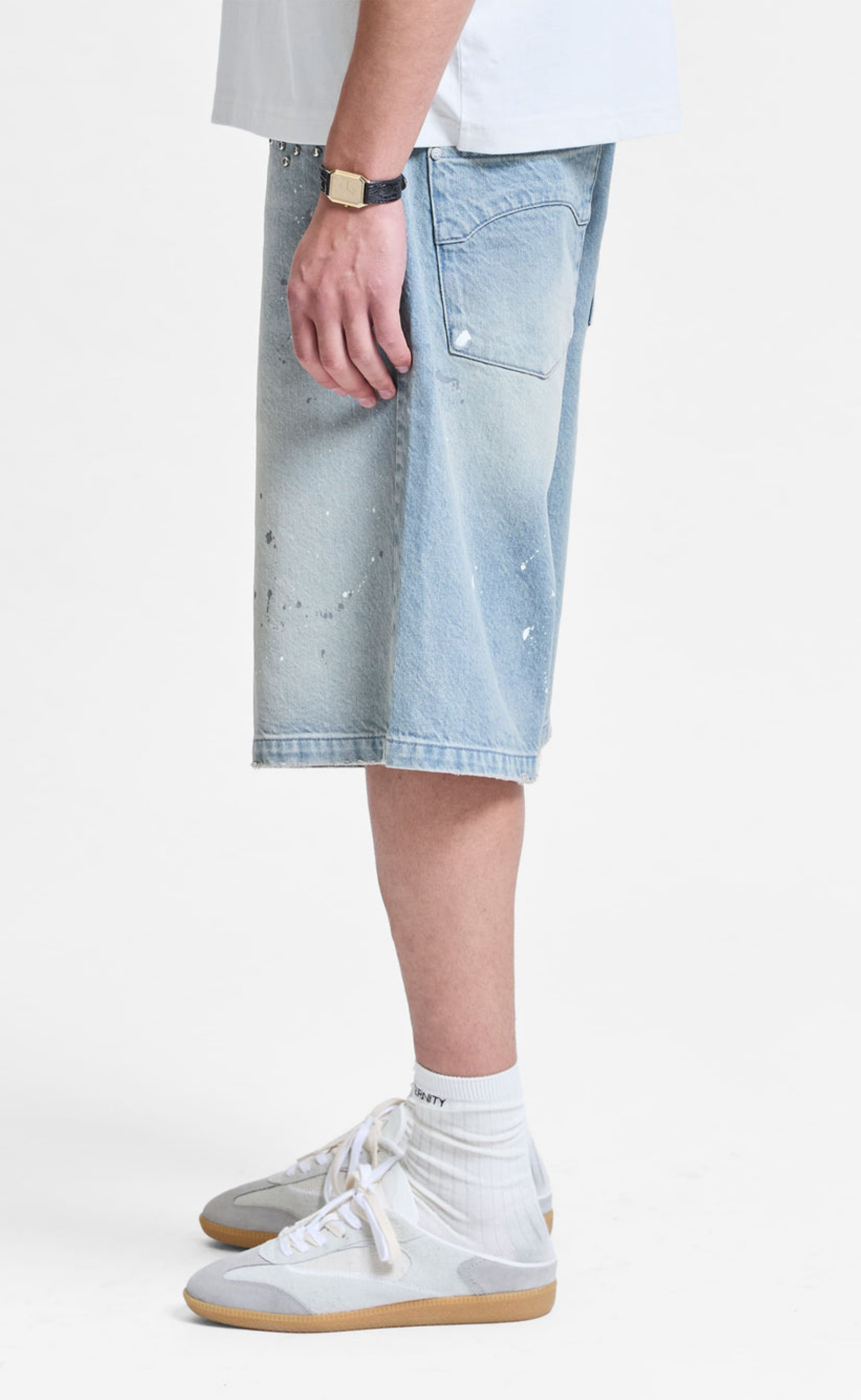 STUDDED JORTS LIGHT BLUE SHORTS