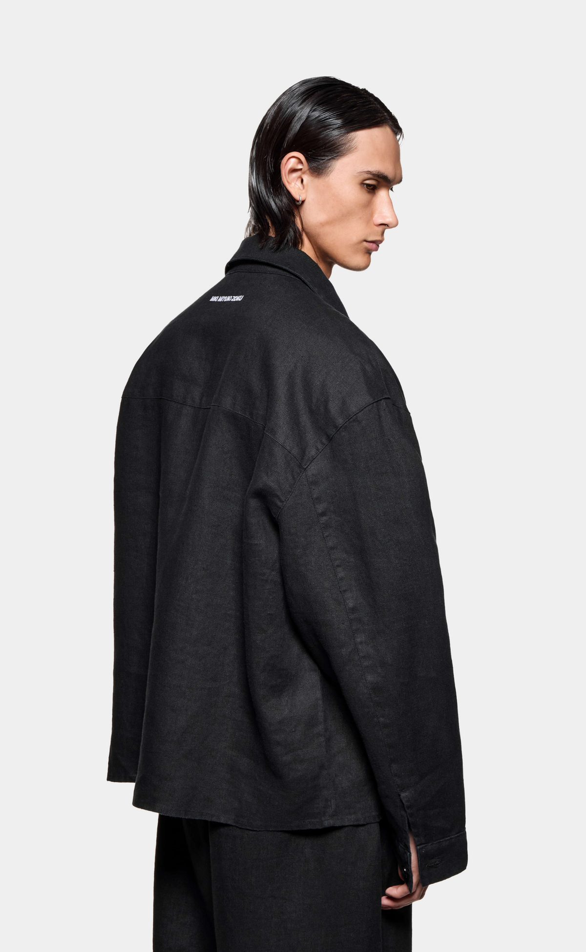 DRAPE SLUB BOX DRESS BLACK SHIRT