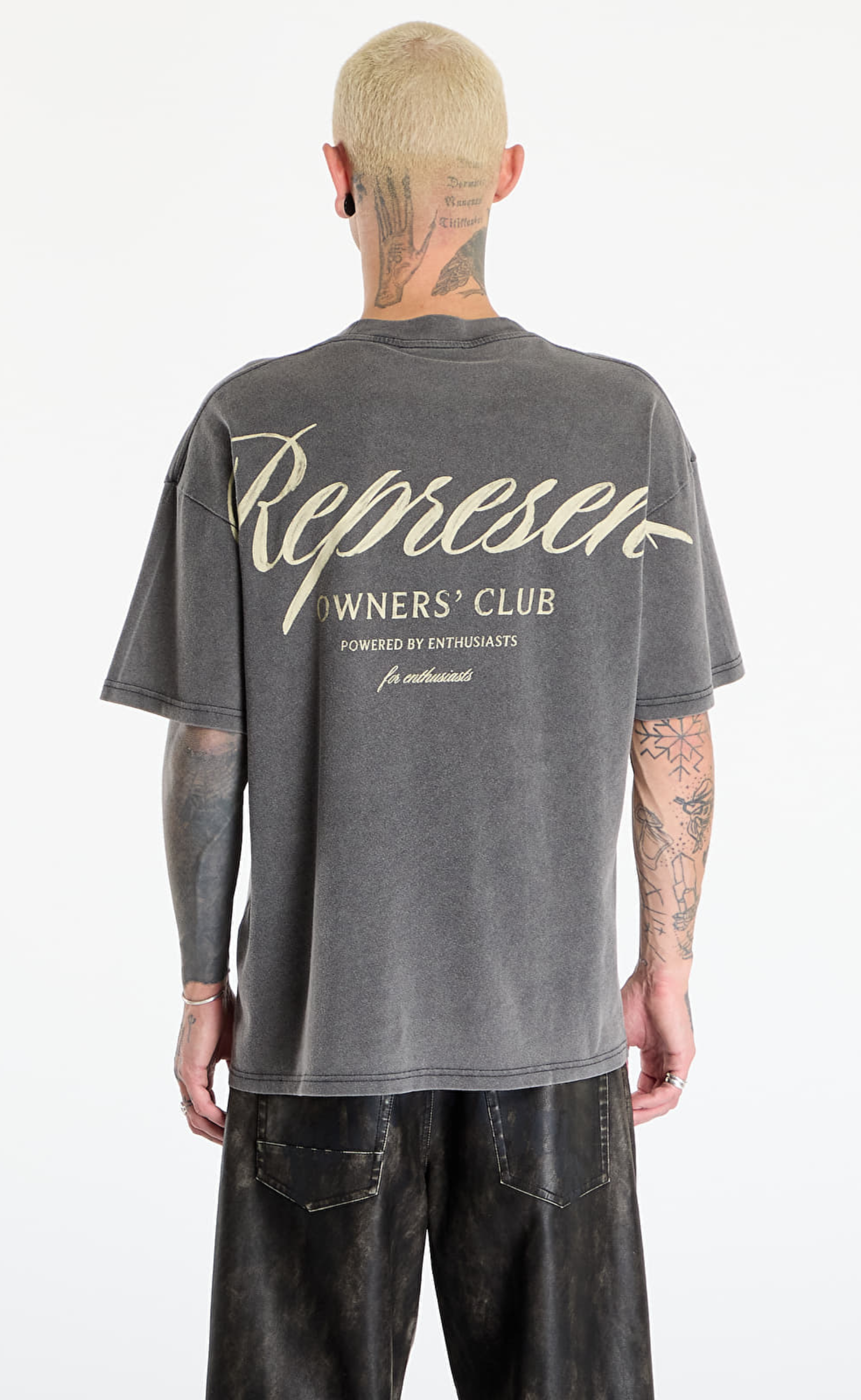 REPRESENT OWNERS CLUB SCRIPT VINTAGE GREY T-SHIRT