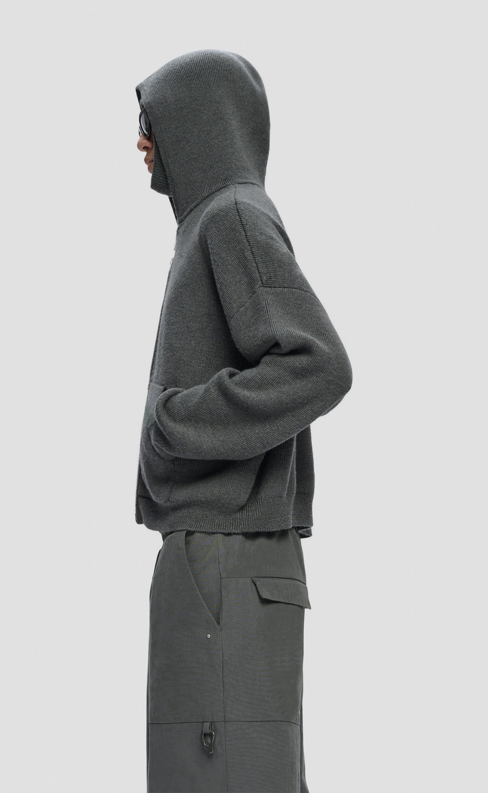 LAMPI KNIT DARK GREY HOODIE