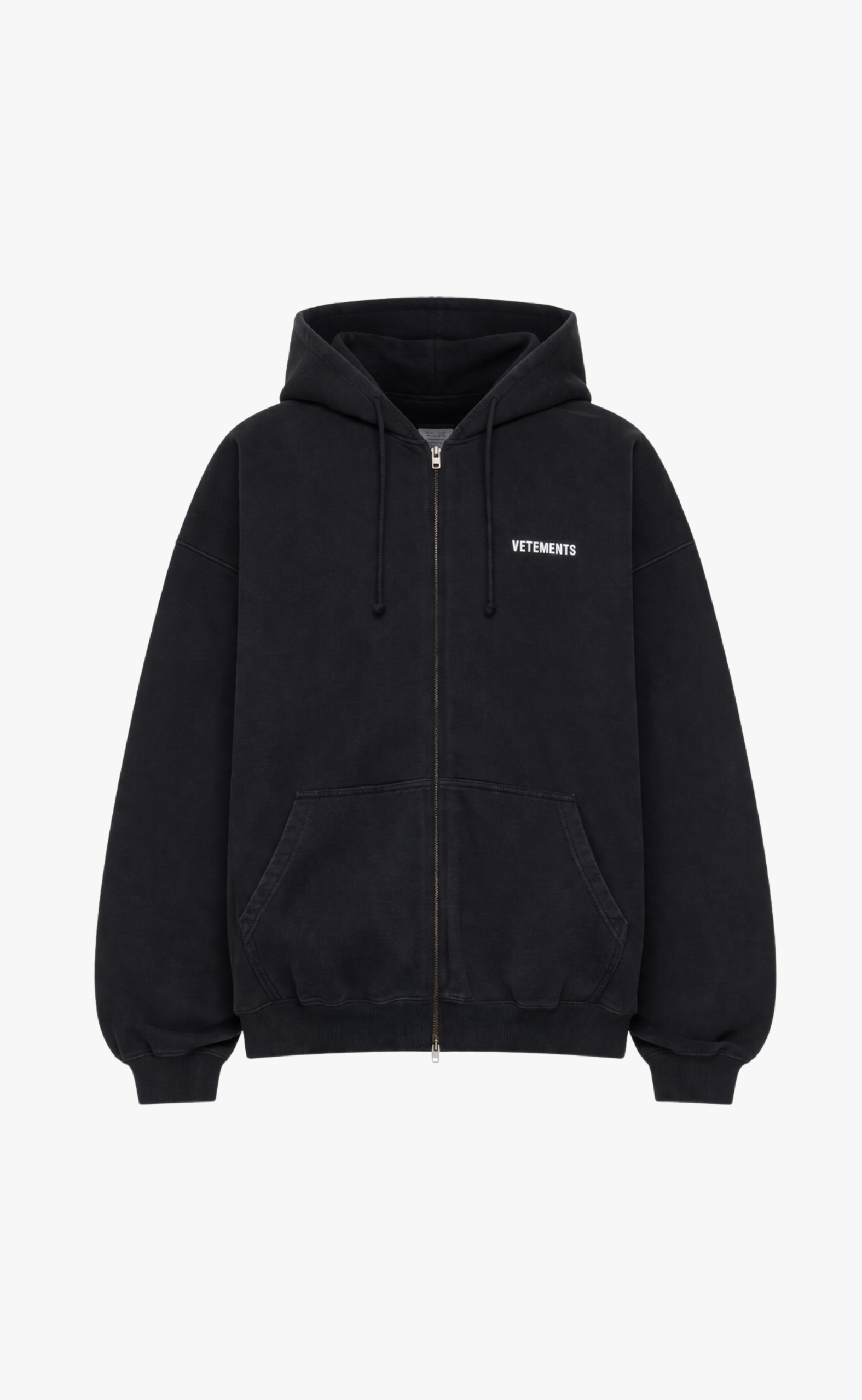 ICONIC LOGO BLACK ZIP-UP HOODIE