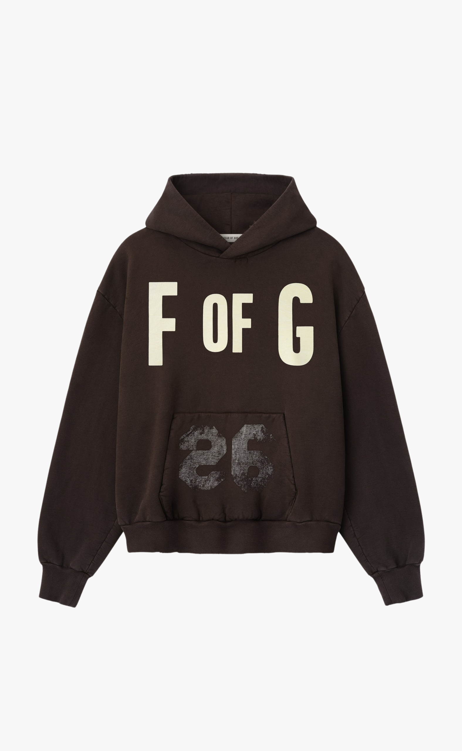 F OF G CLASSIC FIT HALF RAGLAN DARK BROWN HOODIE