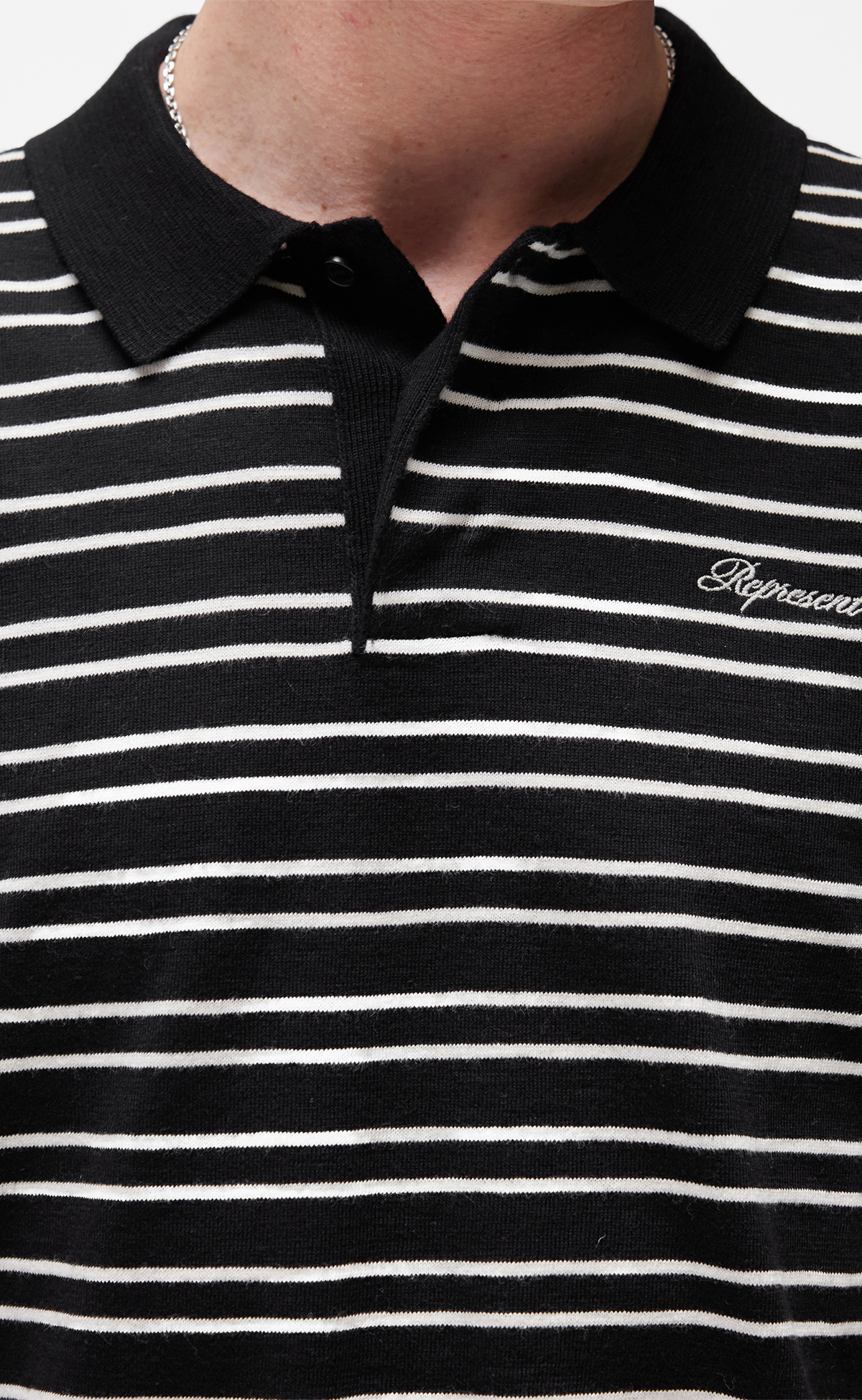 CALIFORNIA STRIPED POLO JET BLACK T-SHIRT