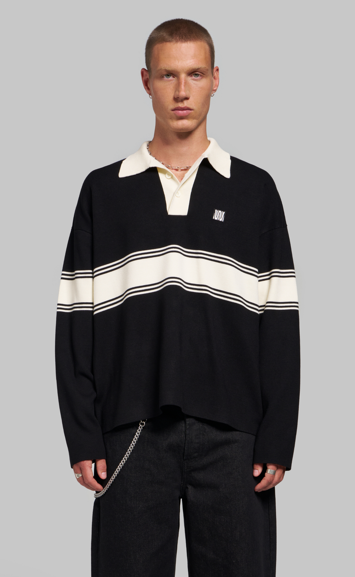 LEV V2 POLO BLACK STRIPE LONGSLEEVE