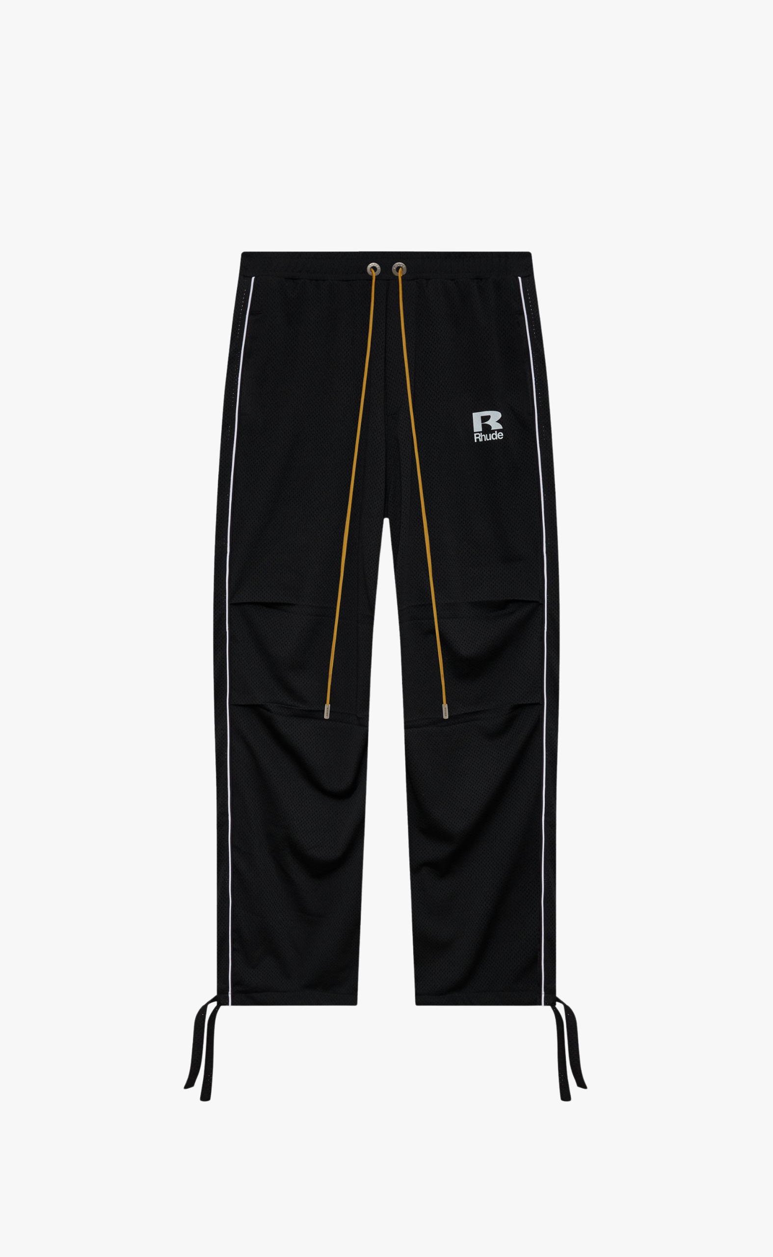 MESH PIPING PARACHUTE BLACK TRACK PANT