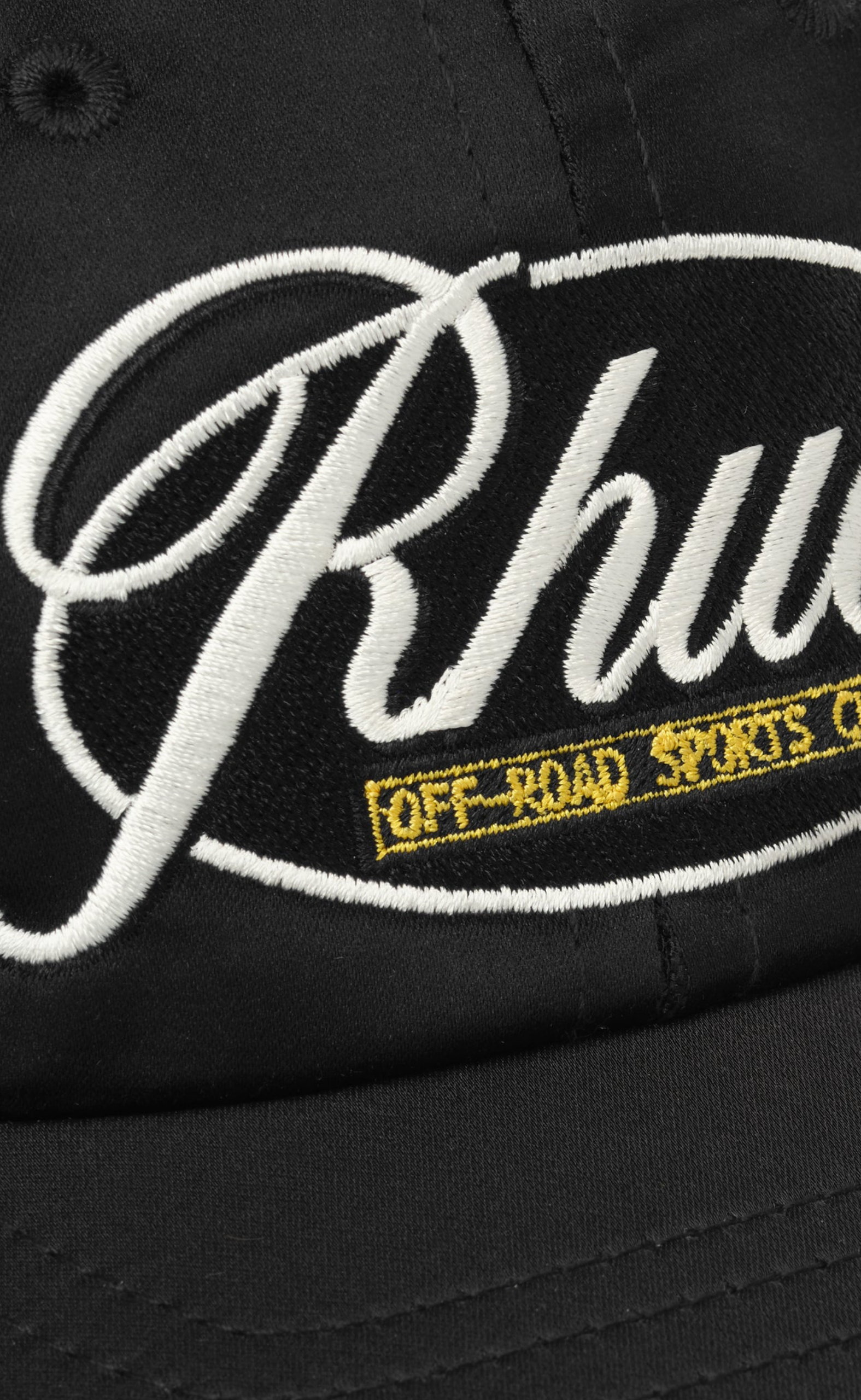 RHUDE SPORTS CLUB CURVED BRIM BLACK HAT