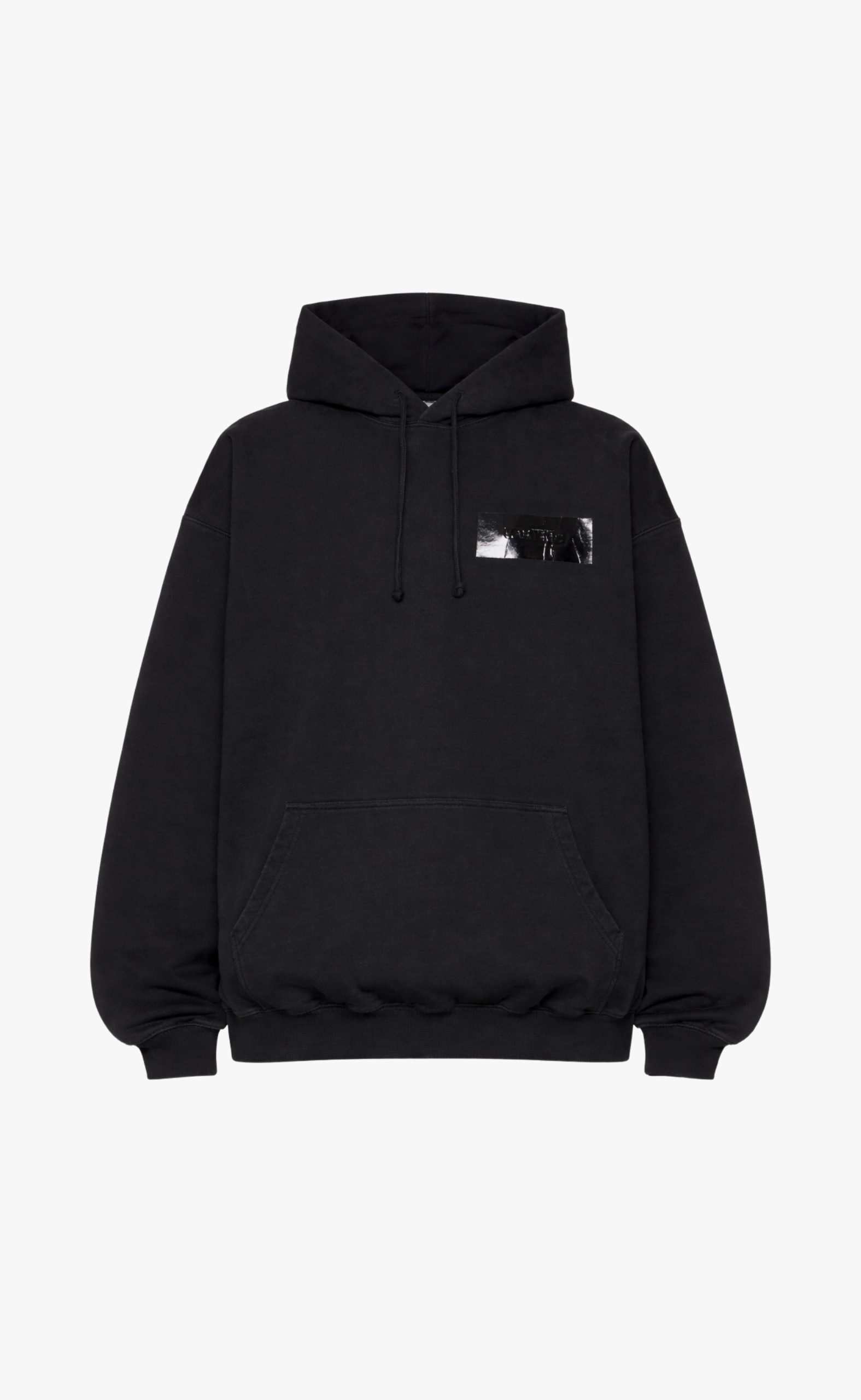 TAPED LOGO BLACK HOODIE