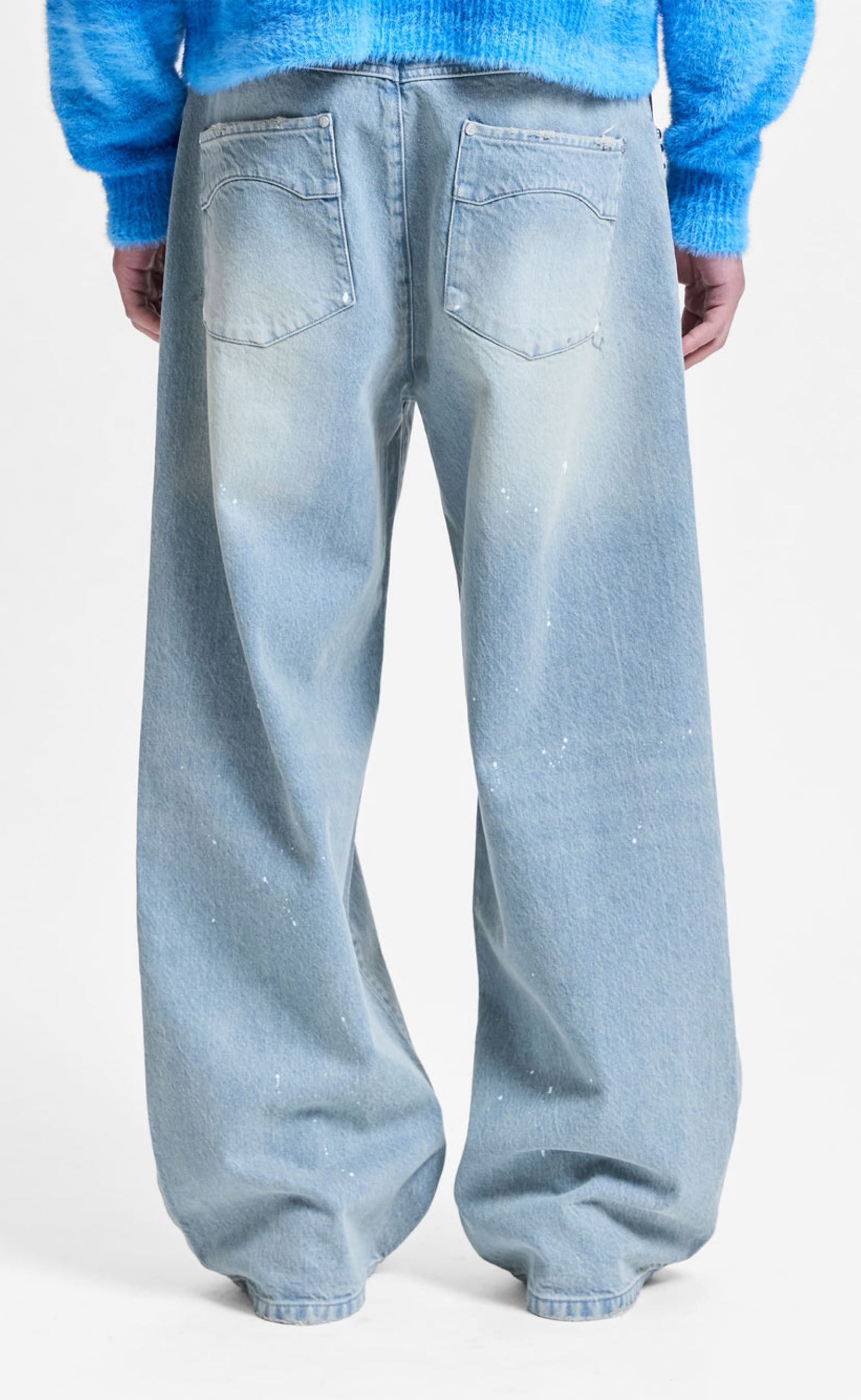 STUDDED DENIM  LIGHT BLUE PANTS