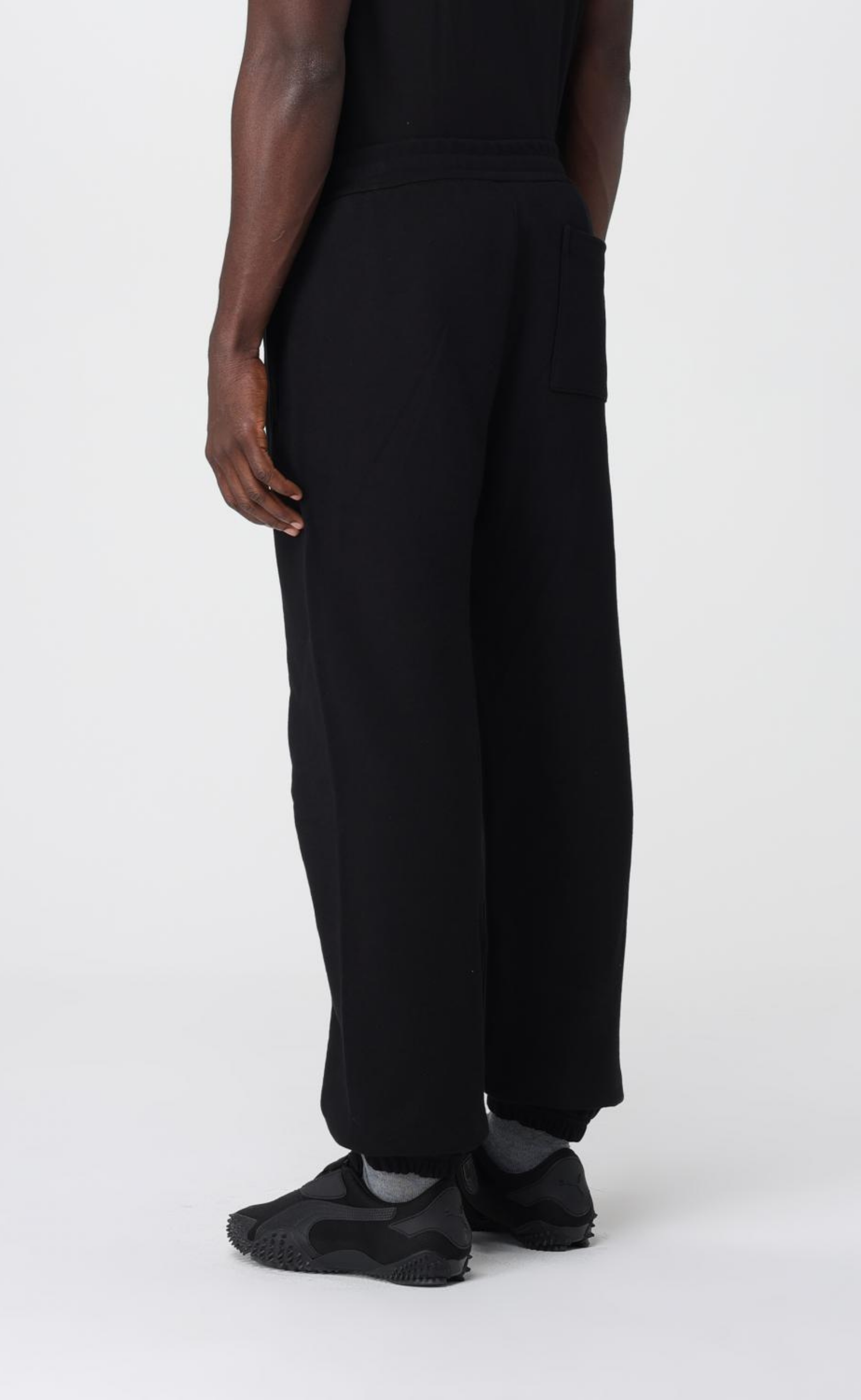 RIBBED WAISTBAND WITH DRAWSTRING BLACK SWEATPANTS