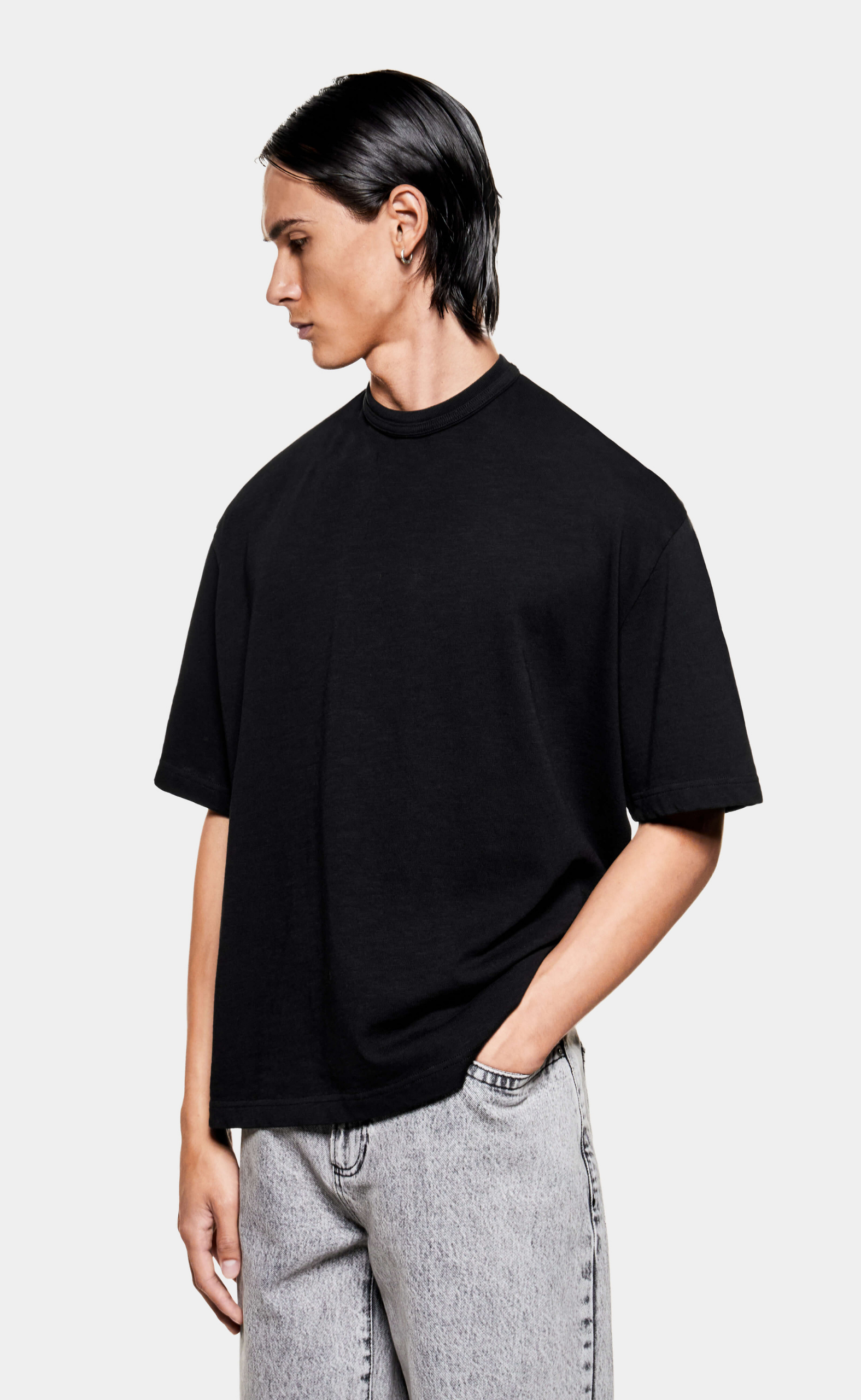 220 GSM SLUB BLACK T-SHIRT