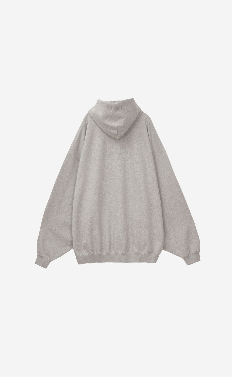 GREY MELANGE STICKER LOGO HOODIE