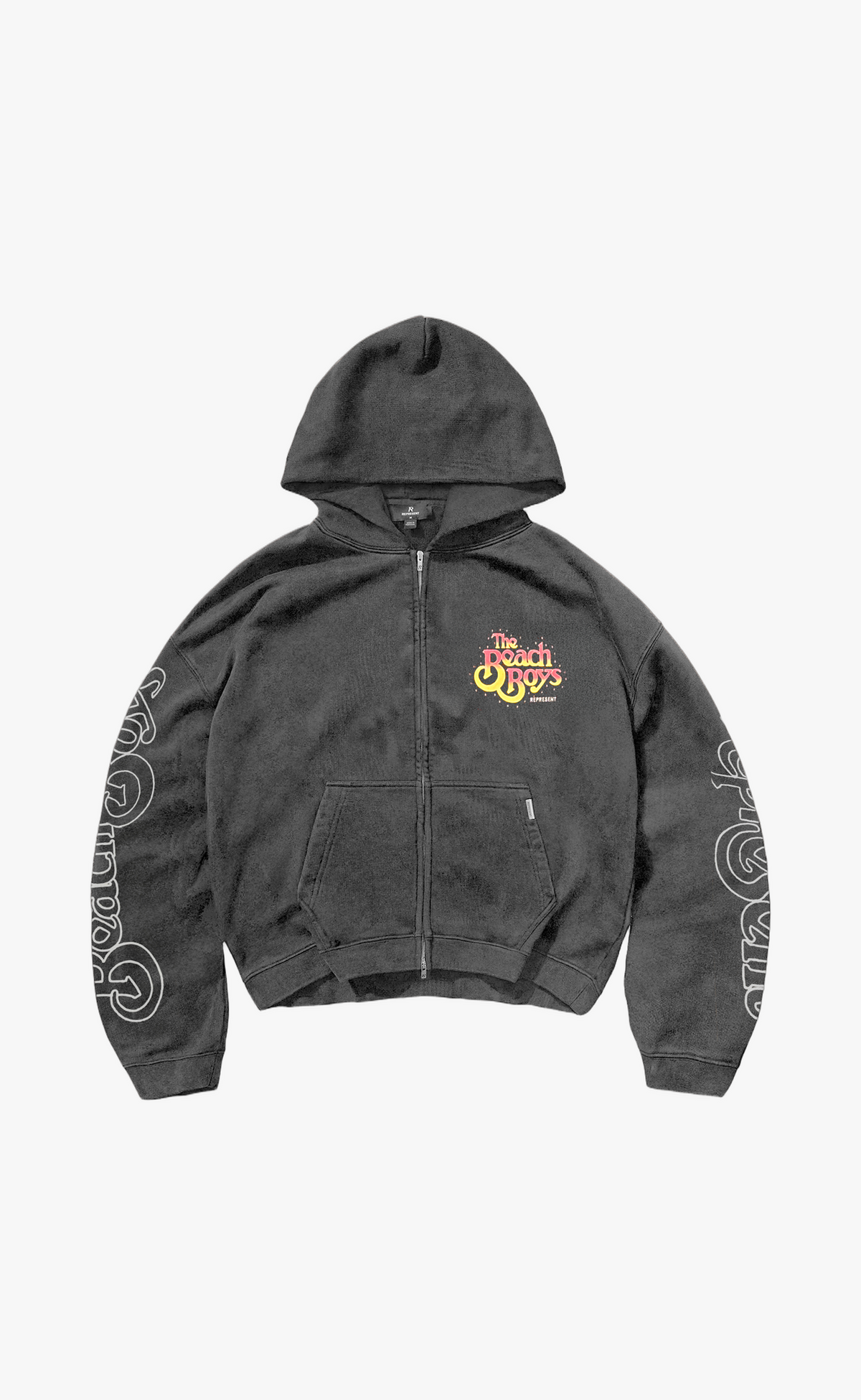 BEACH BOYS ENDLESS SUMMER THROUGH ZIP STAINED BLACK HOODIE