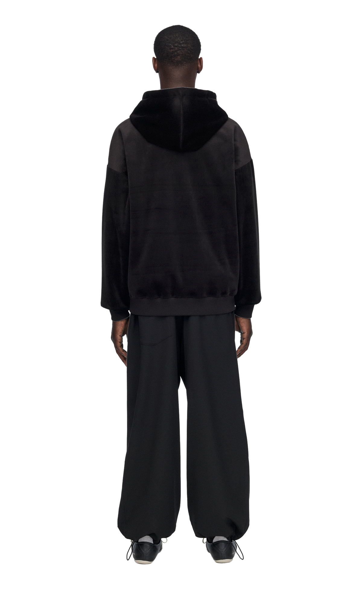 Y-3 VELVET CORDUROY ZIP BLACK HOODIE