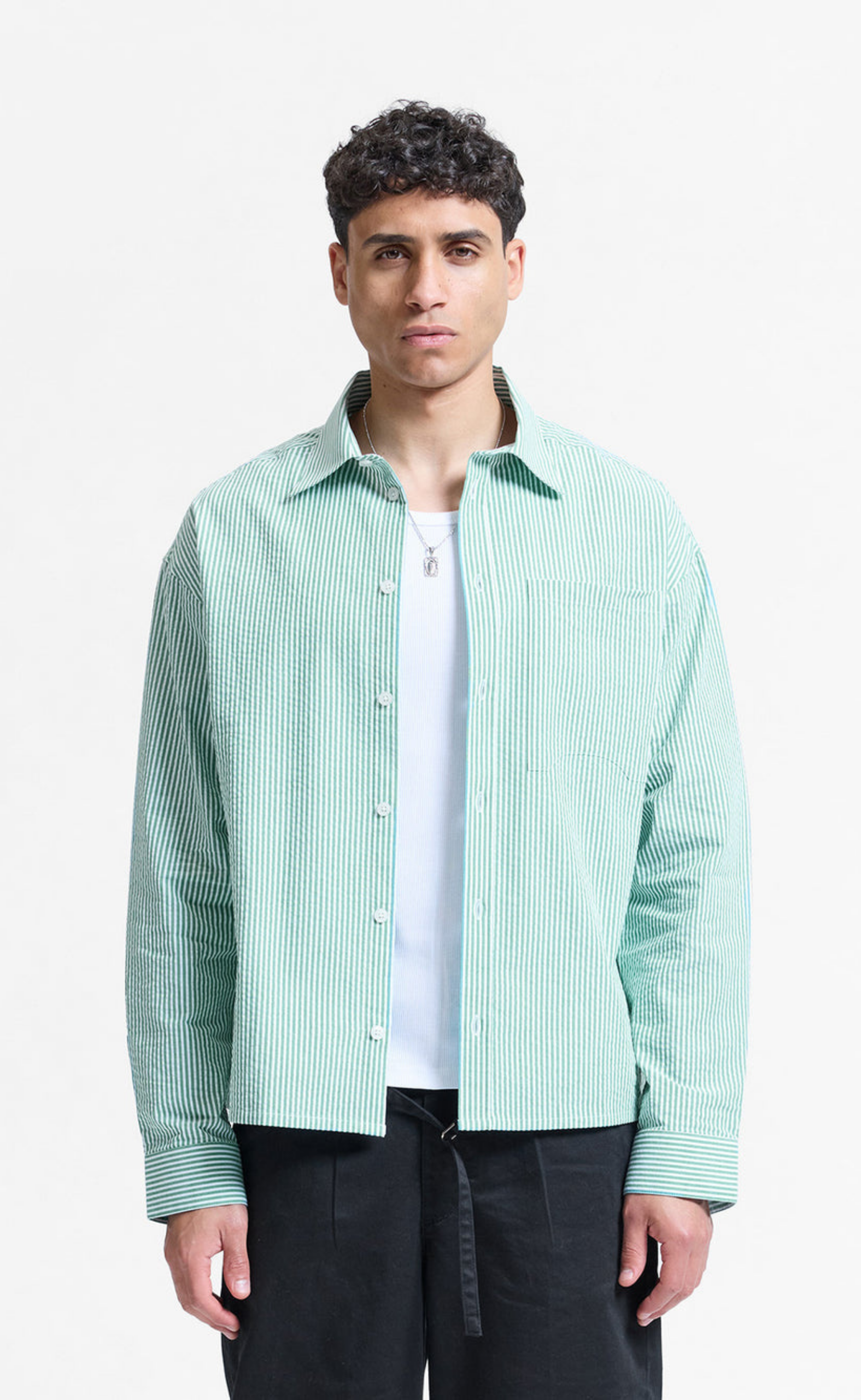 SIGNE GREEN STRIPED SHIRT