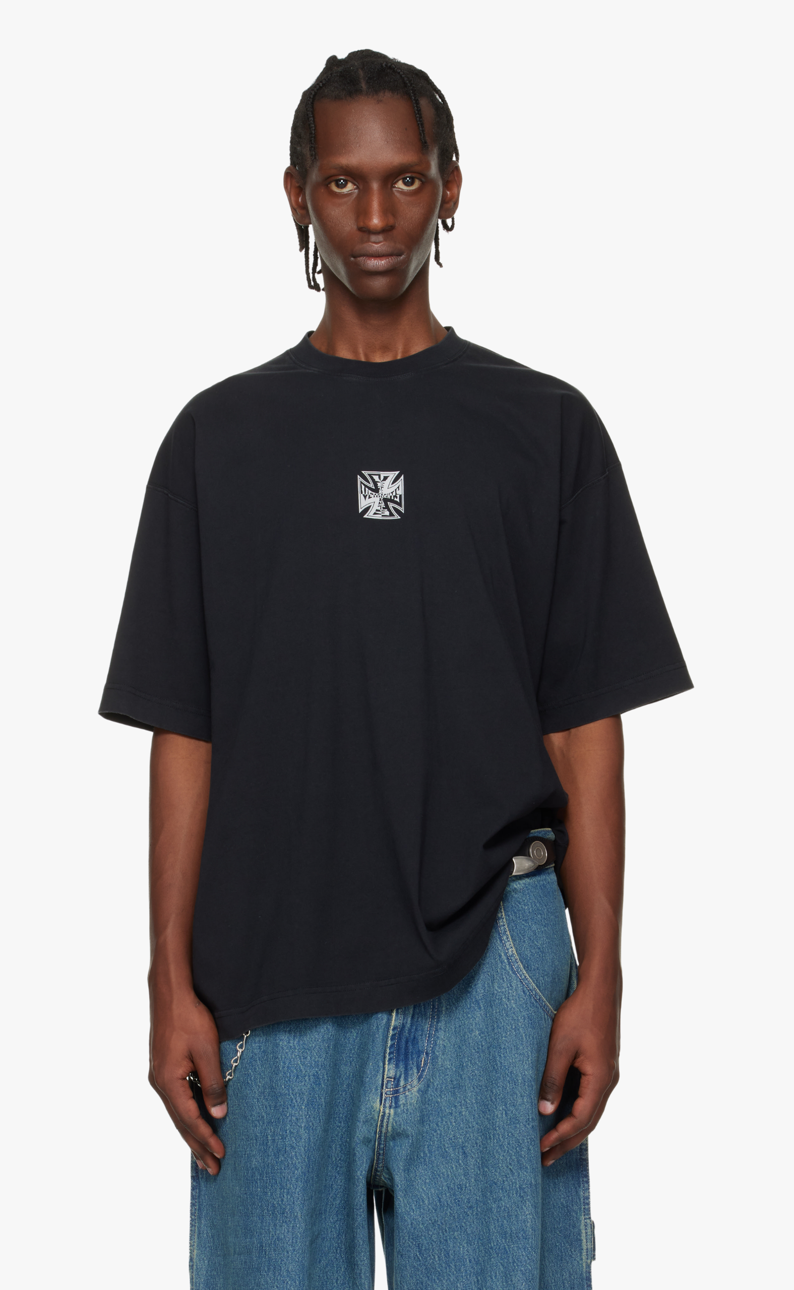 BIKER CROSS BLACK T-SHIRT