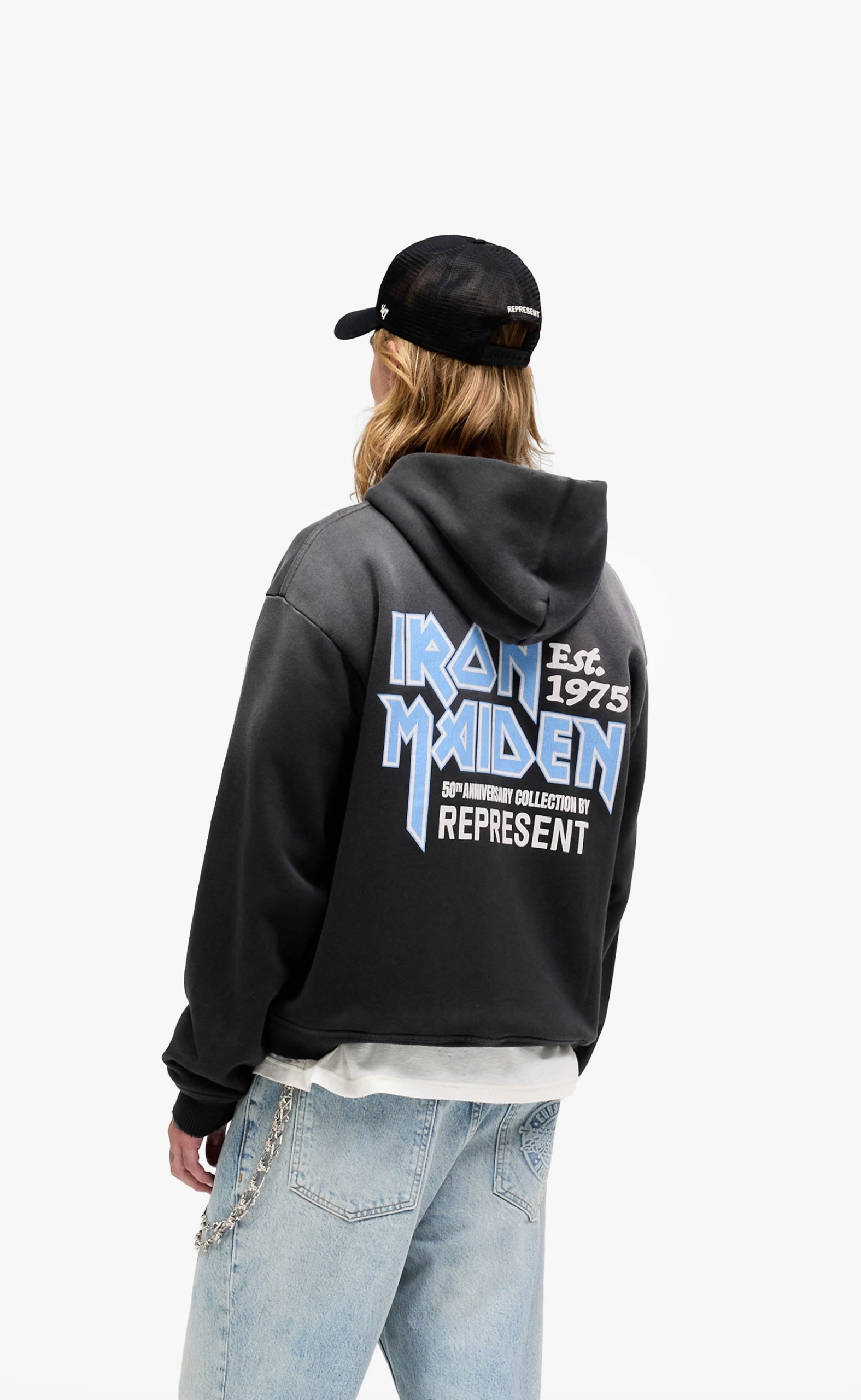 IRON MAIDEN X ANNIVERSARY STAINED BLACK HOODIE