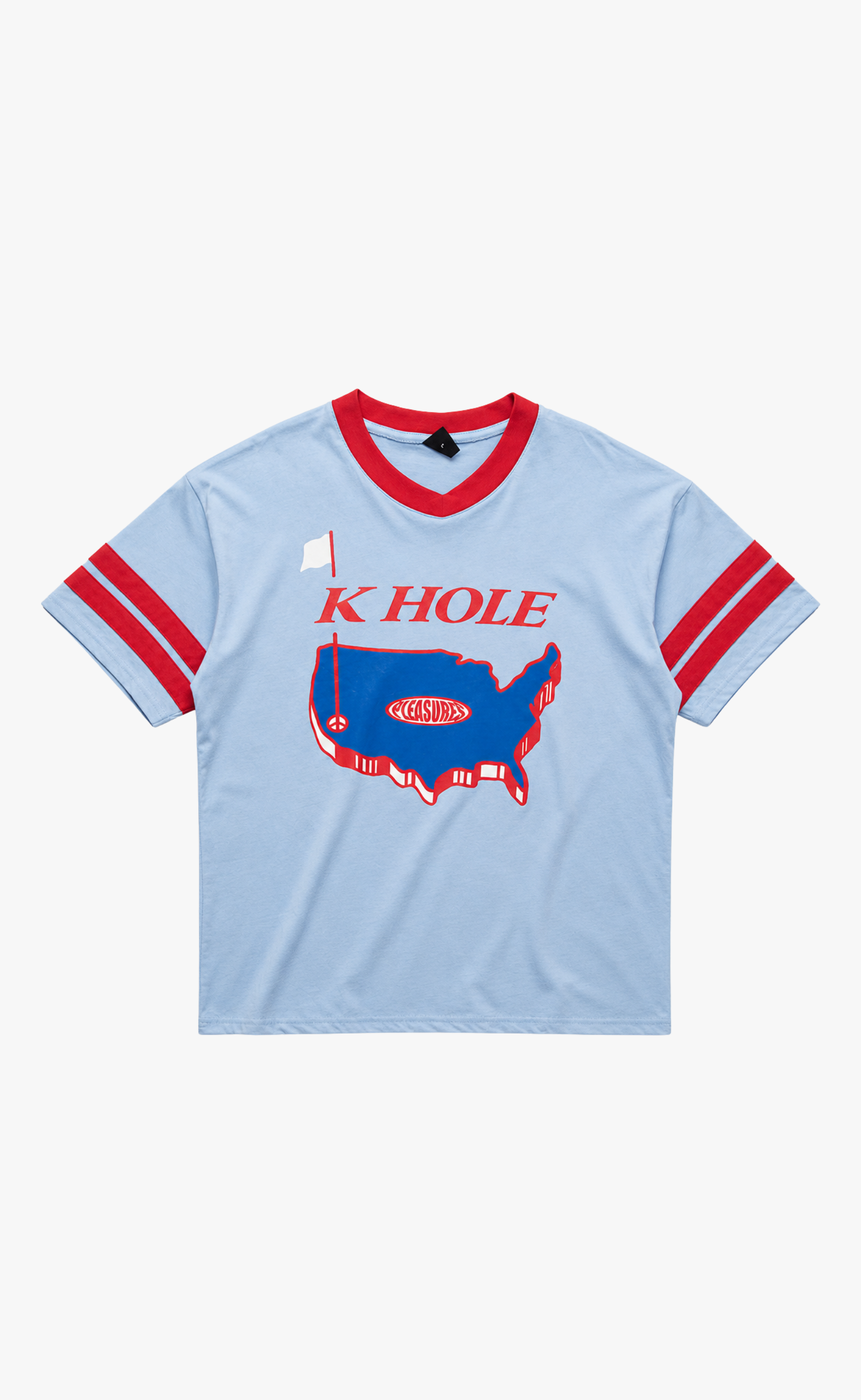 HOLE V-NECK JERSEY LIGHT BLUE T-SHIRT