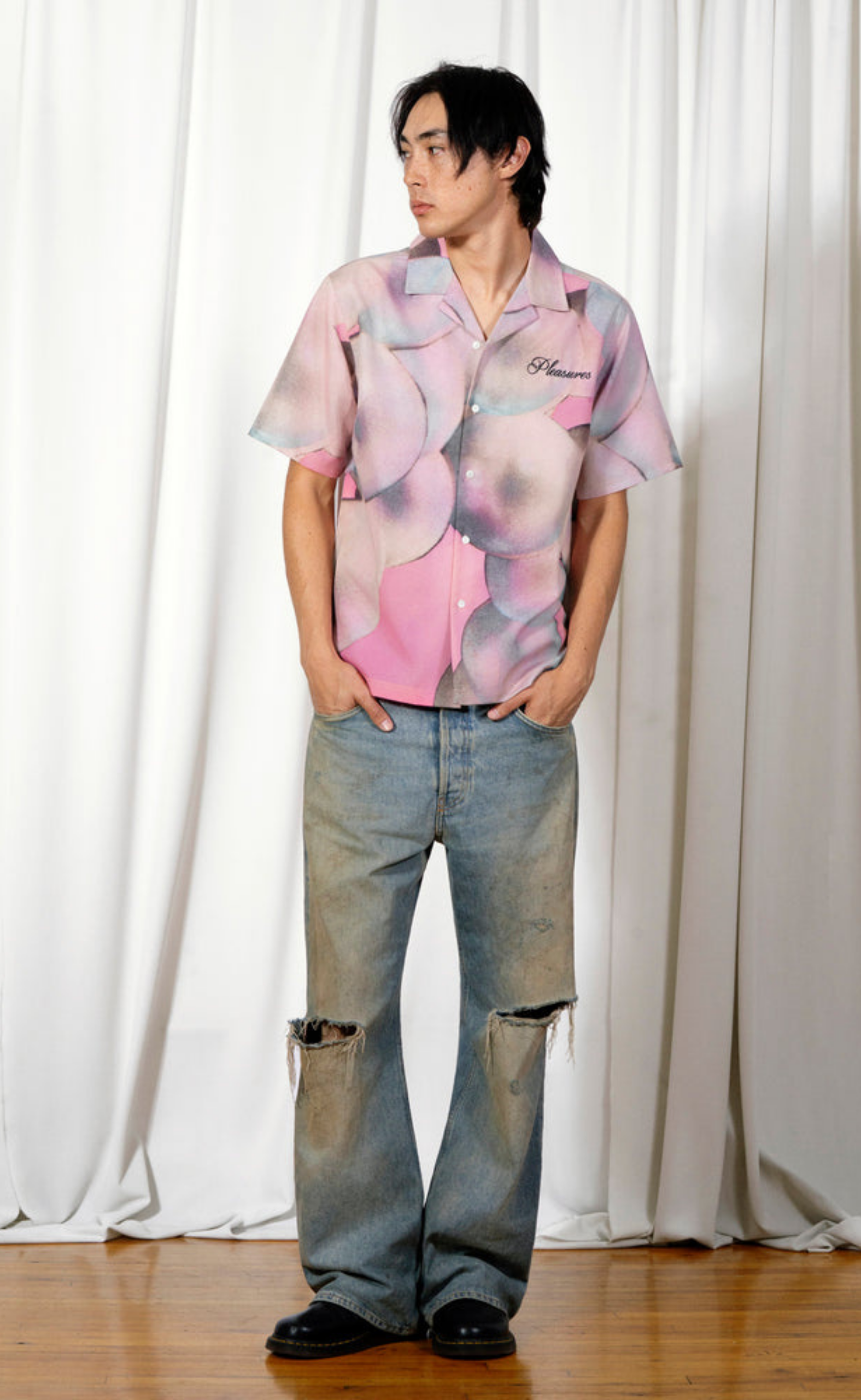 PEARL BUTTON UP PINK SHIRT