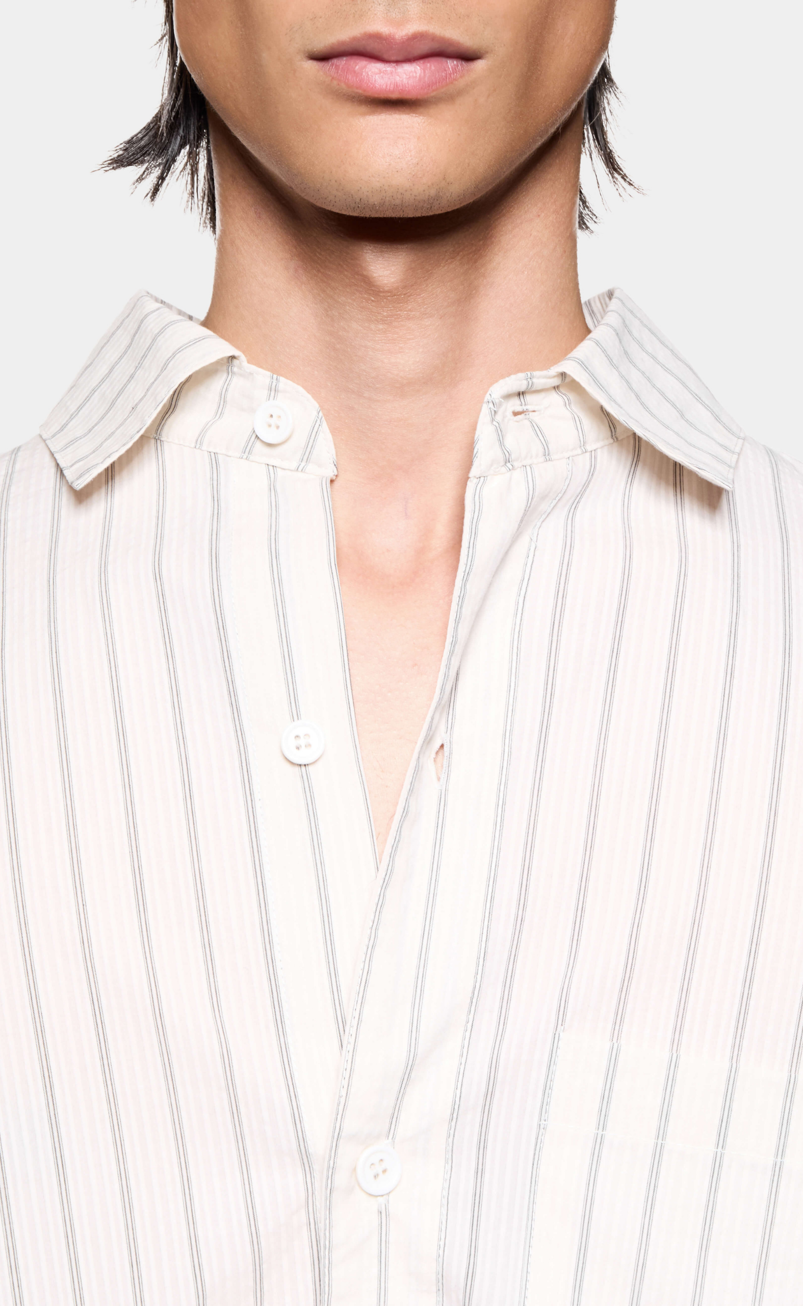 SEERSUCKER STRIPE BOX DRESS OFF WHITE SHIRT